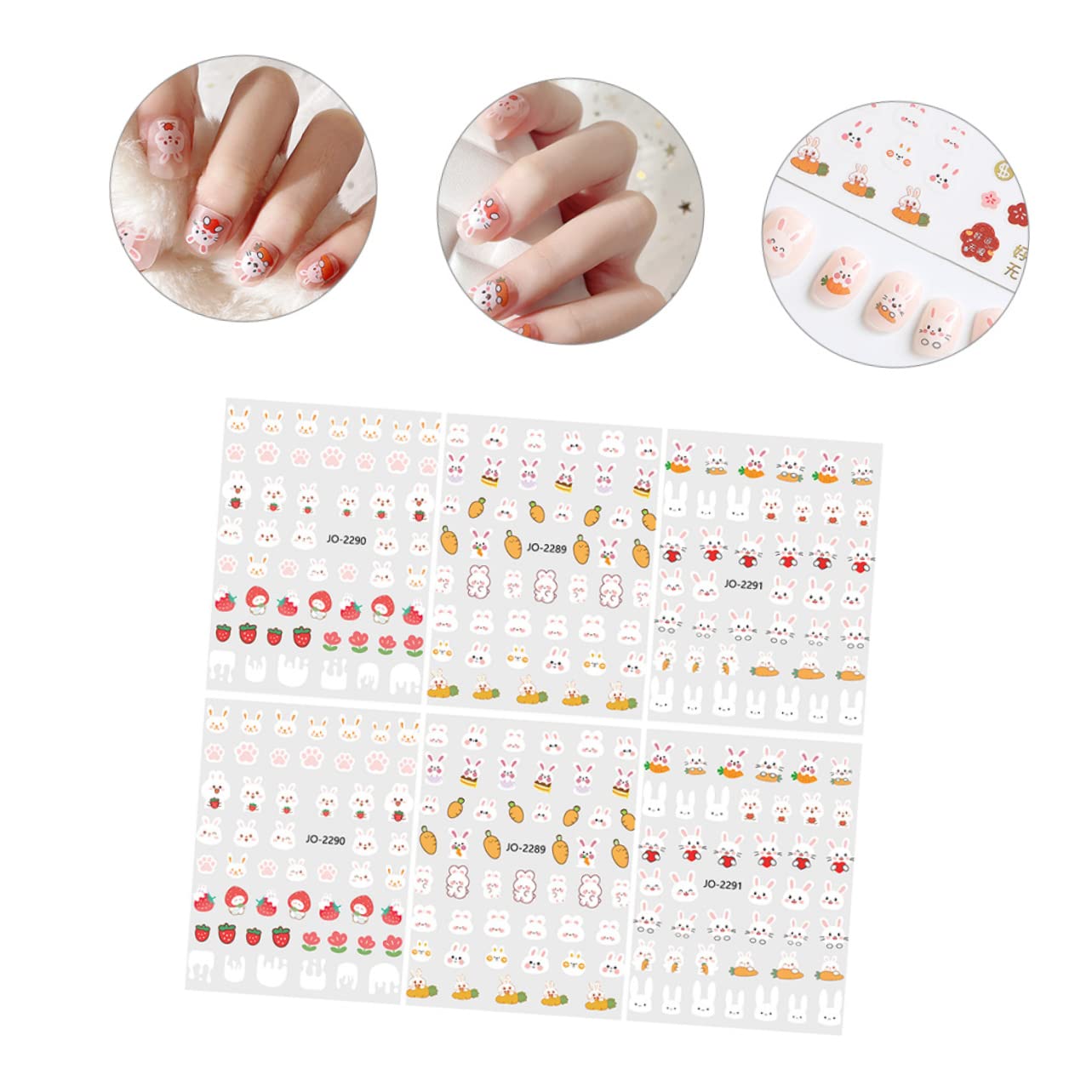 Healeved 30fogli Adesivi Per Unghie Tema Coniglio Decorazioni Per Nail Art Impermeabili e Facili Da Applicare Per Unghie e Creatività Personale
