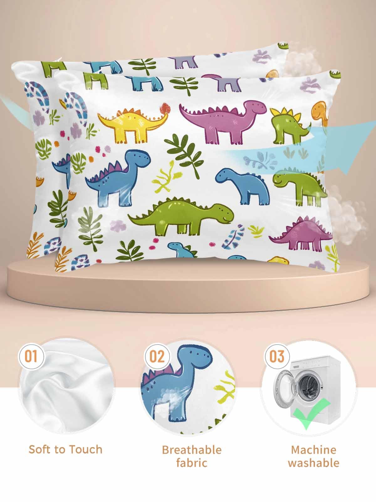 T&H XHome Satin Silk Pillowcase for Hair and Skin, Standard Cartoon Style Animal Simple Super Soft Pillow Cases Silky Bed Pillowcovers Wrinkle Free with Hidden Zipper 20