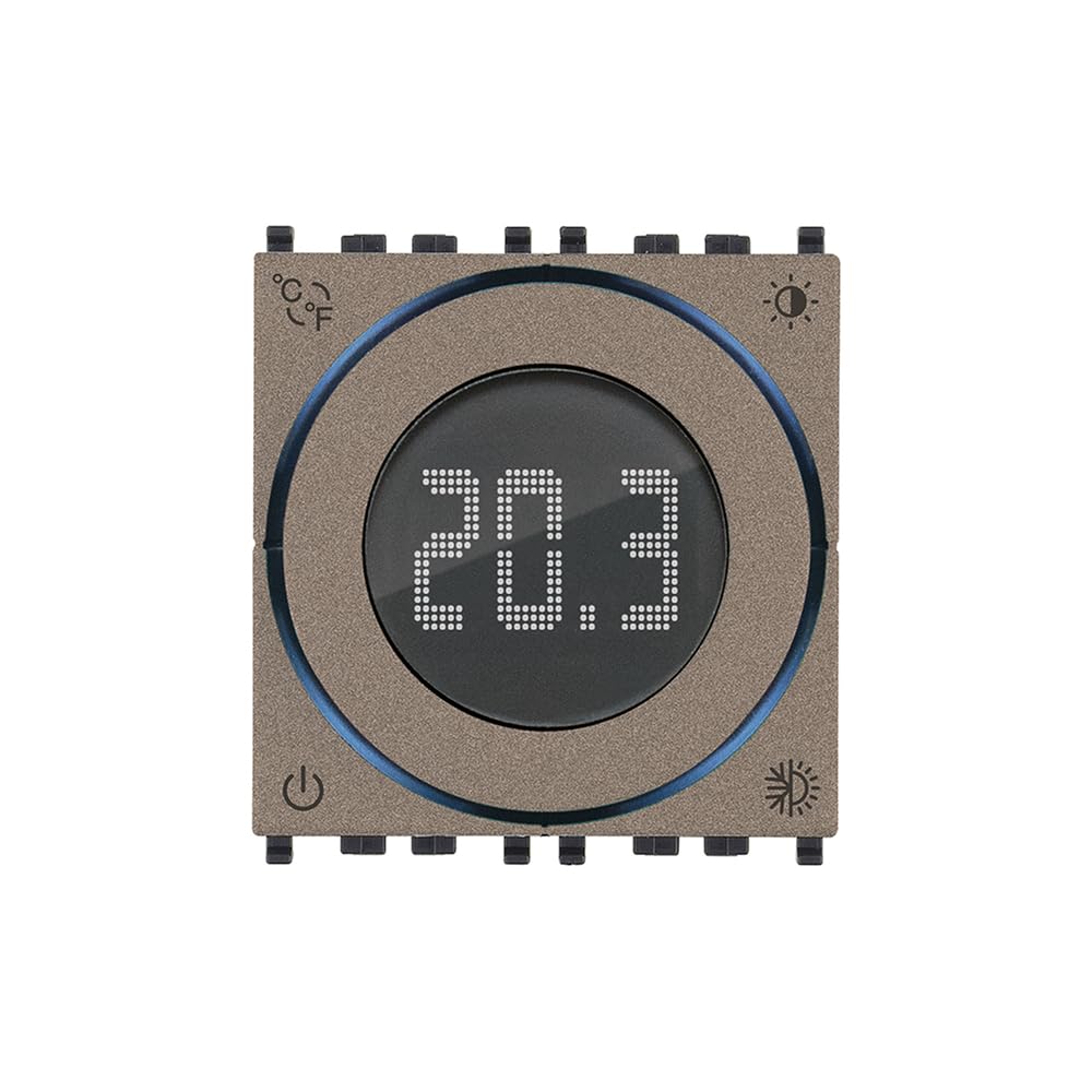 VIMAR 02973 inteligentny termostat WiFi z pokrętłem i wyjściem przekaźnikowym, Bluetooth, ogrzewanie i chłodzenie w trybie ON/OFF i PID, podświetlenie LED, uzupełnienie ramką osłonową Vimar, szary
