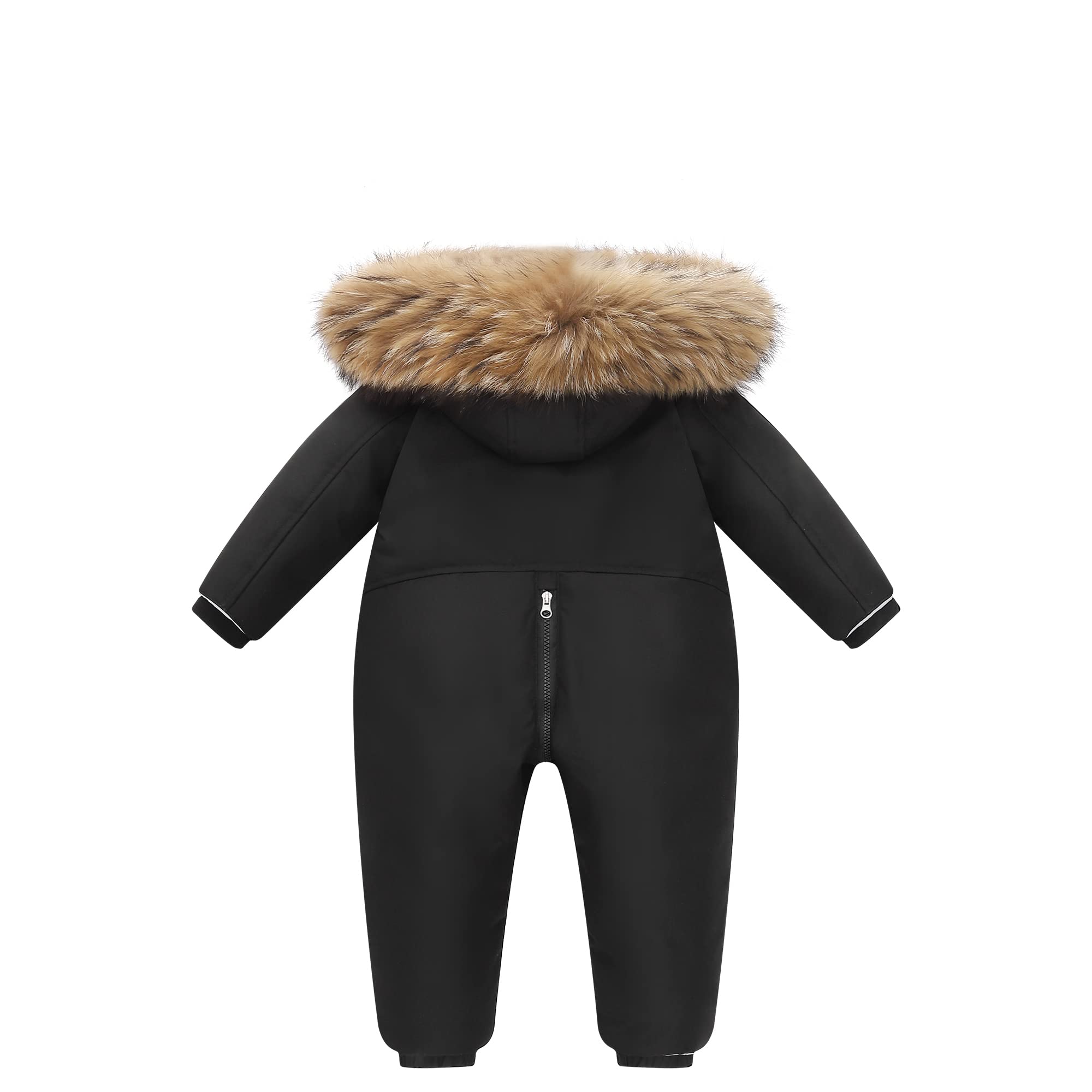 Fewlby Bambino Tute da Neve di Piuma Tuta da Sci Inverno Pagliaccetto con Cappuccio Tutina Ragazzi Ragazze Abiti invernali/Nero 4-5 Anni