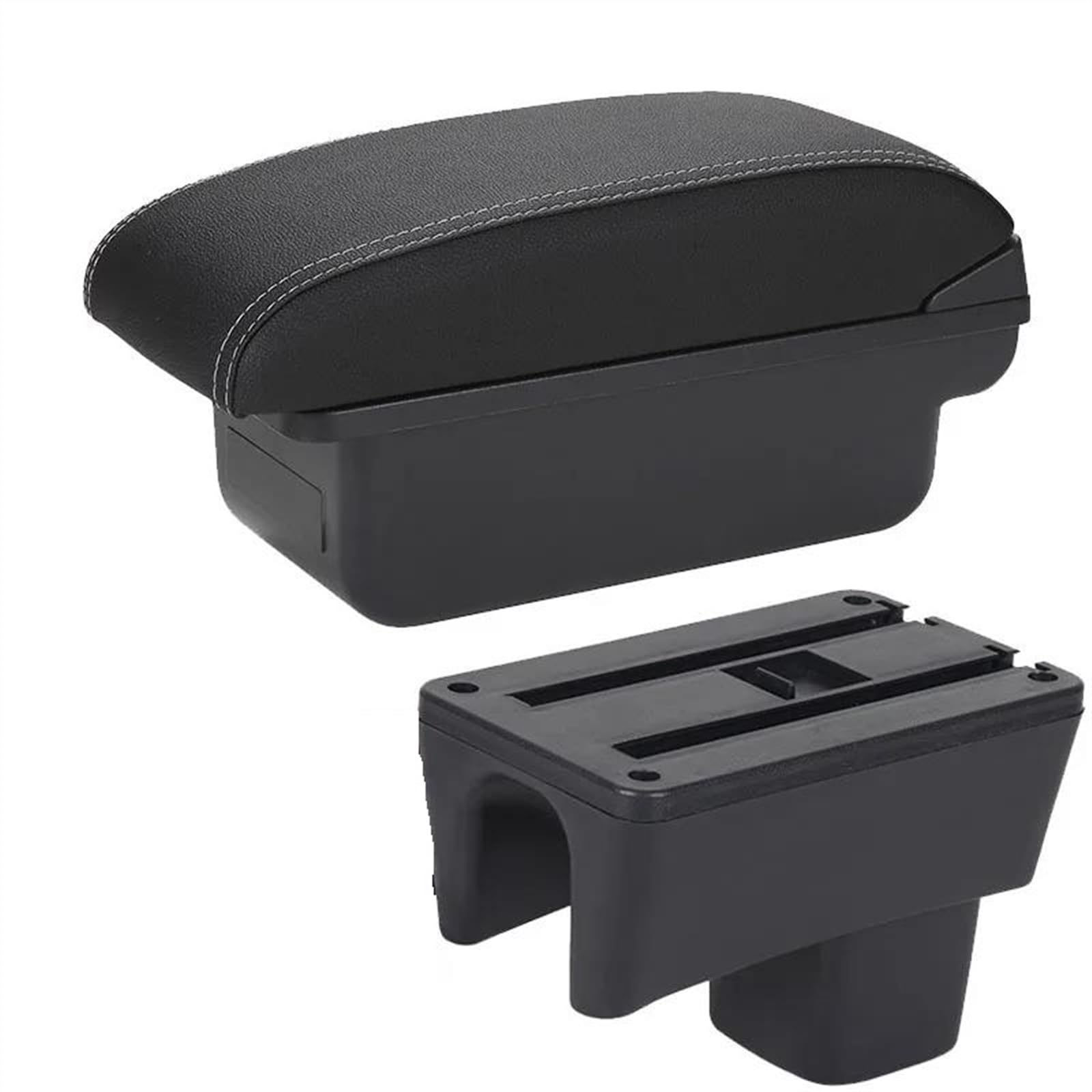 Armrest Box With Multifunctional Support PU Cushion Car Interior Modification Accessories For Swift 2005-2023(C3 Black white NO USB)