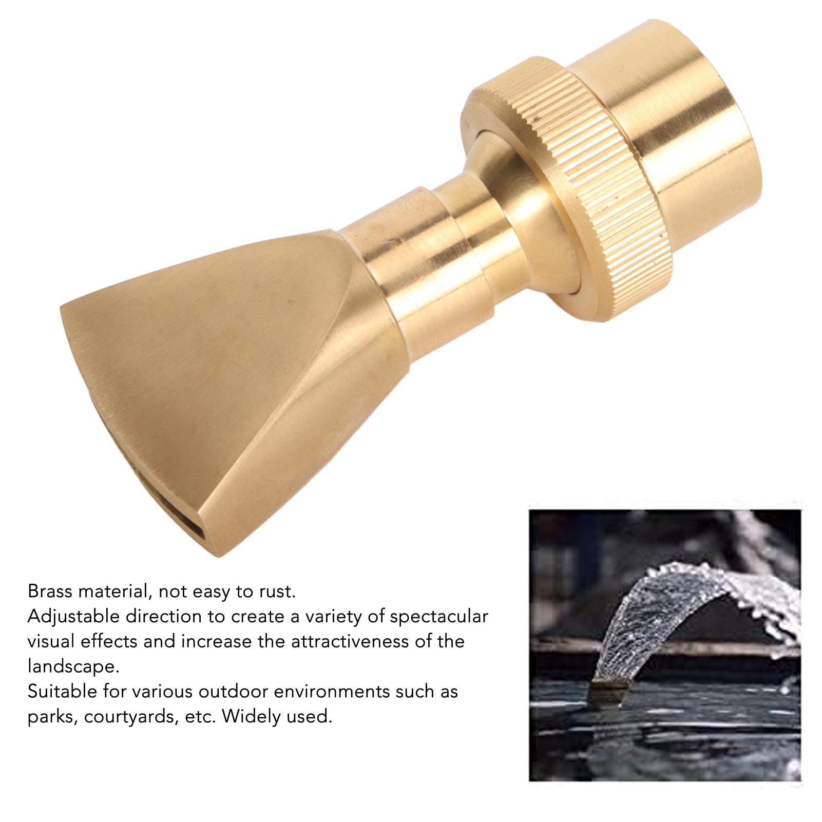 Fountain Nozzle Sprinkler, G3/4 Female Thread Widely Used Narrow Fan Shape Brass Sprinkler for Pond