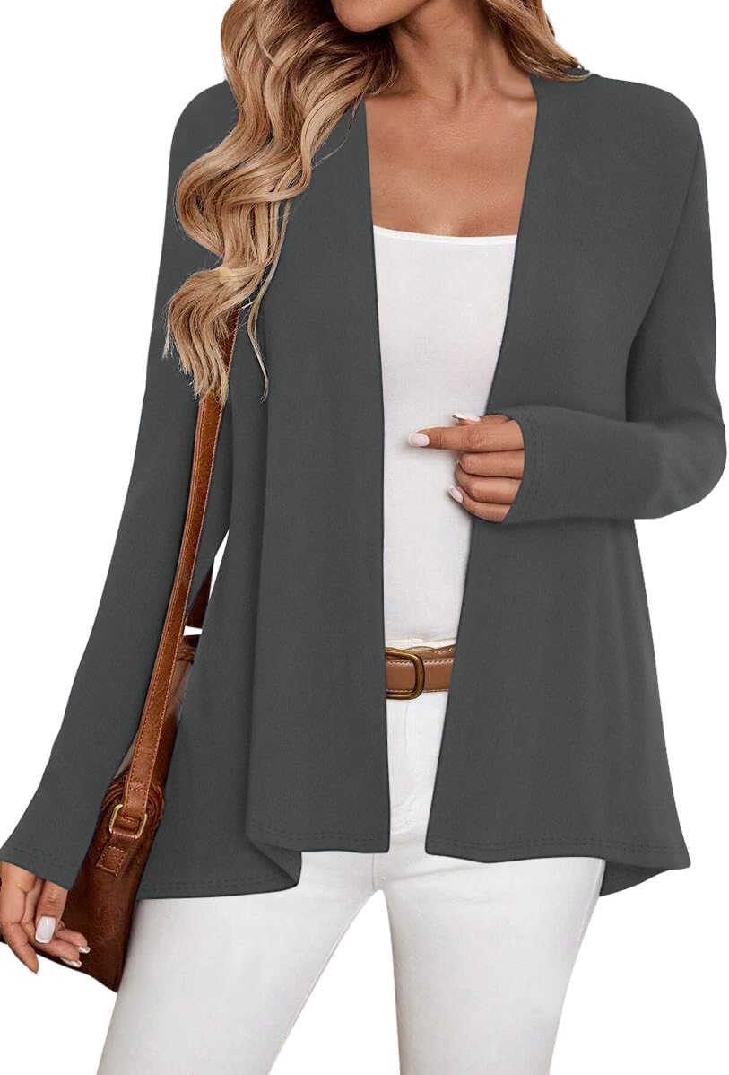 Sweet Hearts Long Sleeve Black Cardigan for Women- Lightweight Open Front Knit Sweaters Women’s Kimonos Fall Duster