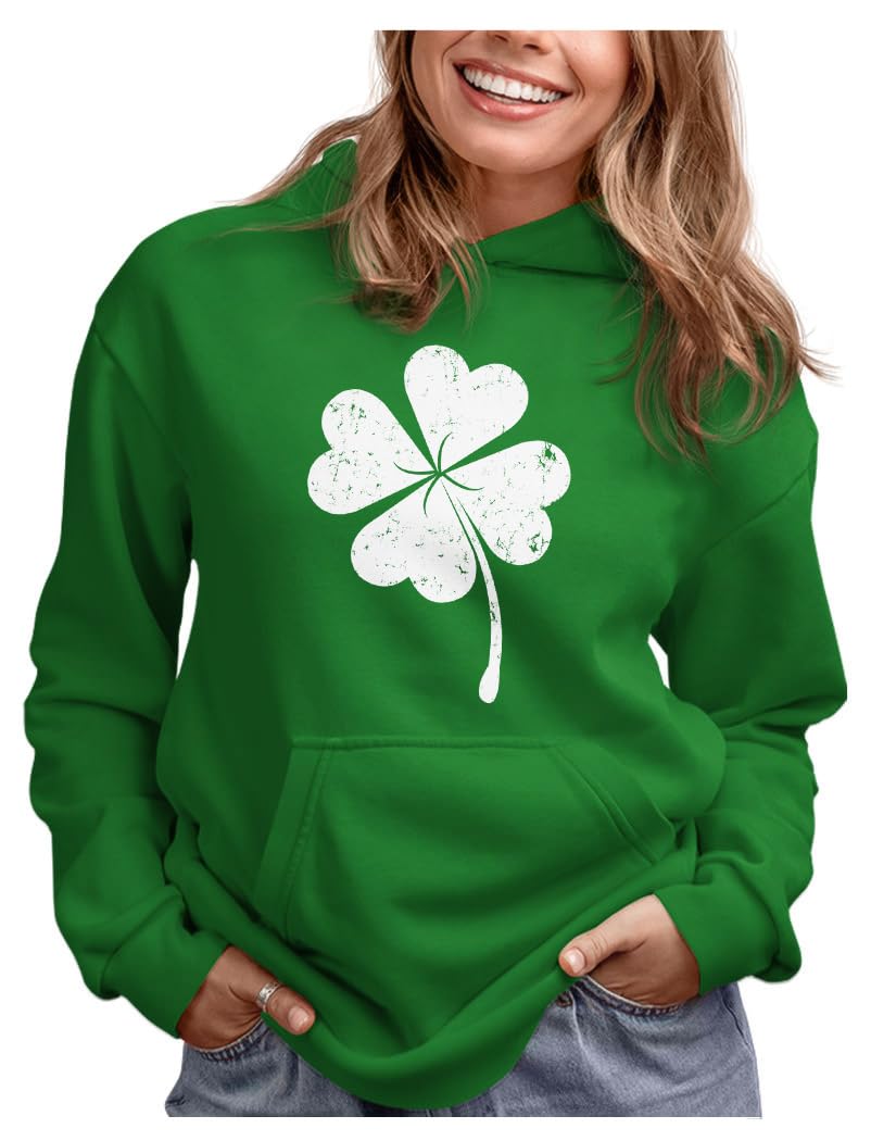 Tstars Funny St Patrick's Day Hoodie for Women & Teen Girls - Irish Shamrock Clover Pullover Sweatshirt