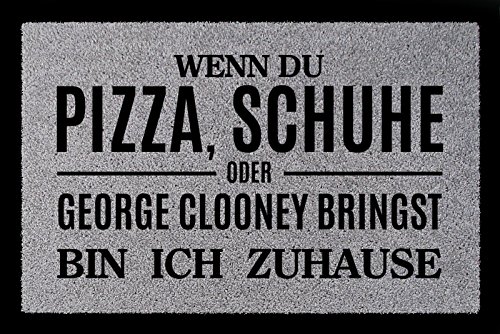 Interluxe FUSSMATTE Schmutzmatte WENN DU Pizza Spruch Türvorleger Wohnung WG Viele Farben Hellgrau
