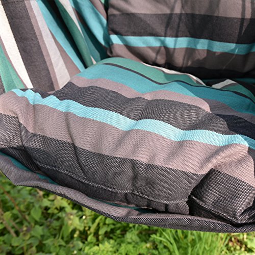 Prime Garden Comfort Cotton Hanging Hammock Chair, Rope Swing Chair With 2 Cushions For Indoor Or Outdoor - Max. 275 Lbs (Green Stripe) #TOP3