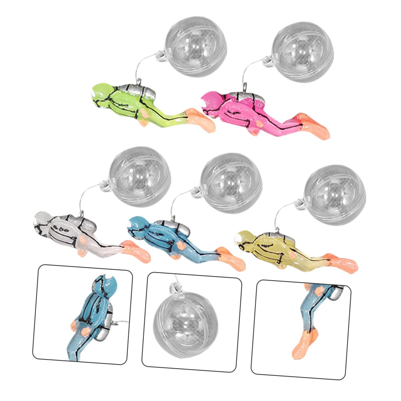 Alipis 15 Juegos Buzo resplandeciente Tanque pecera Peces Decoraciones de Acuario Figura Mini Buzo condujo Adornos Acuario Adorno Acuario decoración del Acuario Buzos flotantes Resina