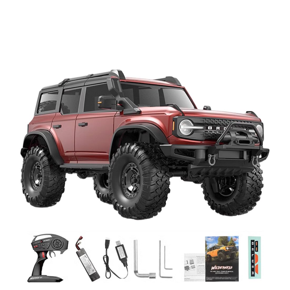 Camión Todoterreno eléctrico RC Rock Crawler 4x4 a Escala 1:10 de 2,4 GHz, vehículo de Control Remoto de Alto par para Adolescentes y Adultos (HB-R1001)