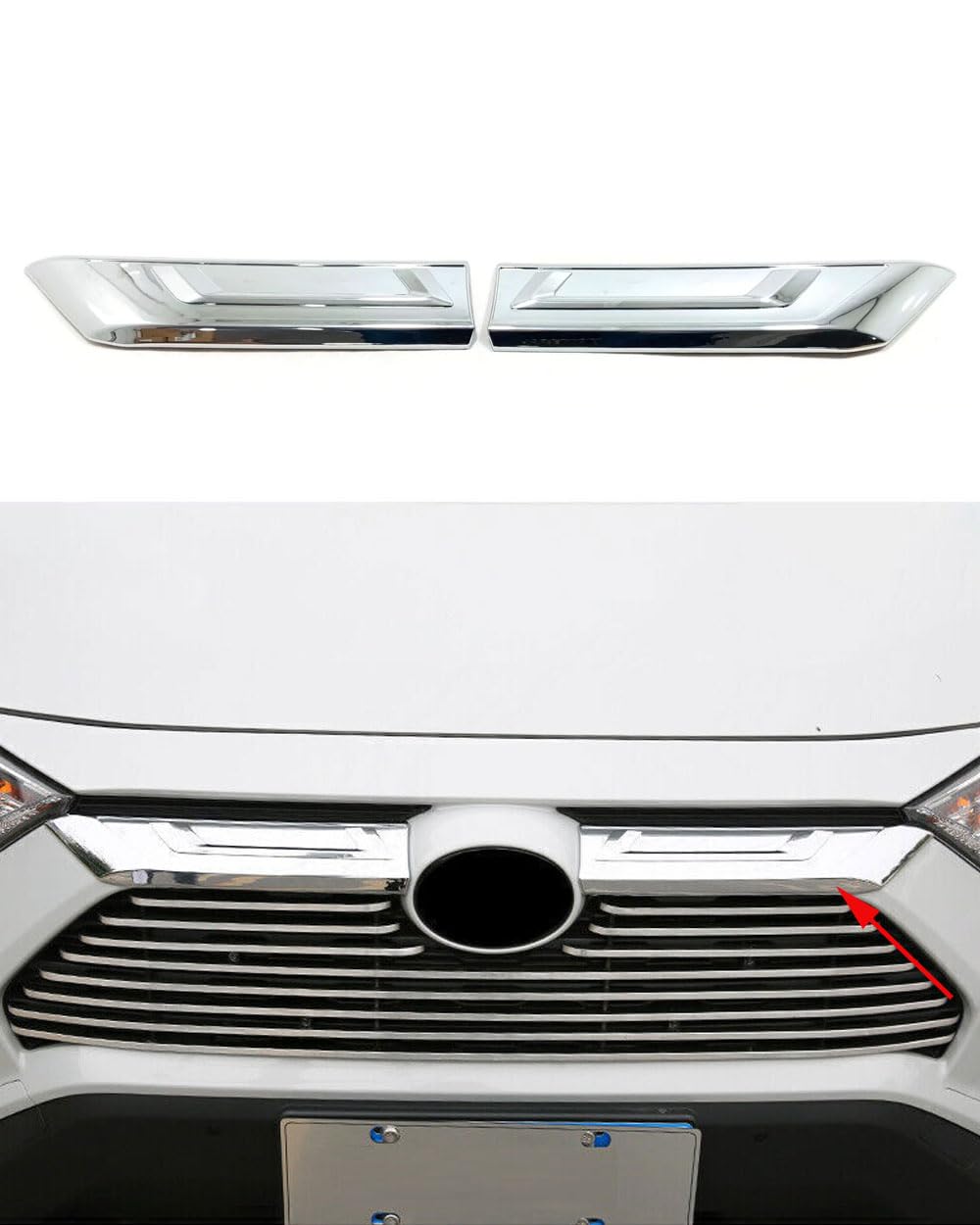 ANUNFRRE Car Accessories Fit For Toyota RAV4 2019-2025 ABS Exterior Automobile Front Hood Grill Cover Bonnet Trim （Chrome） 2PCS
