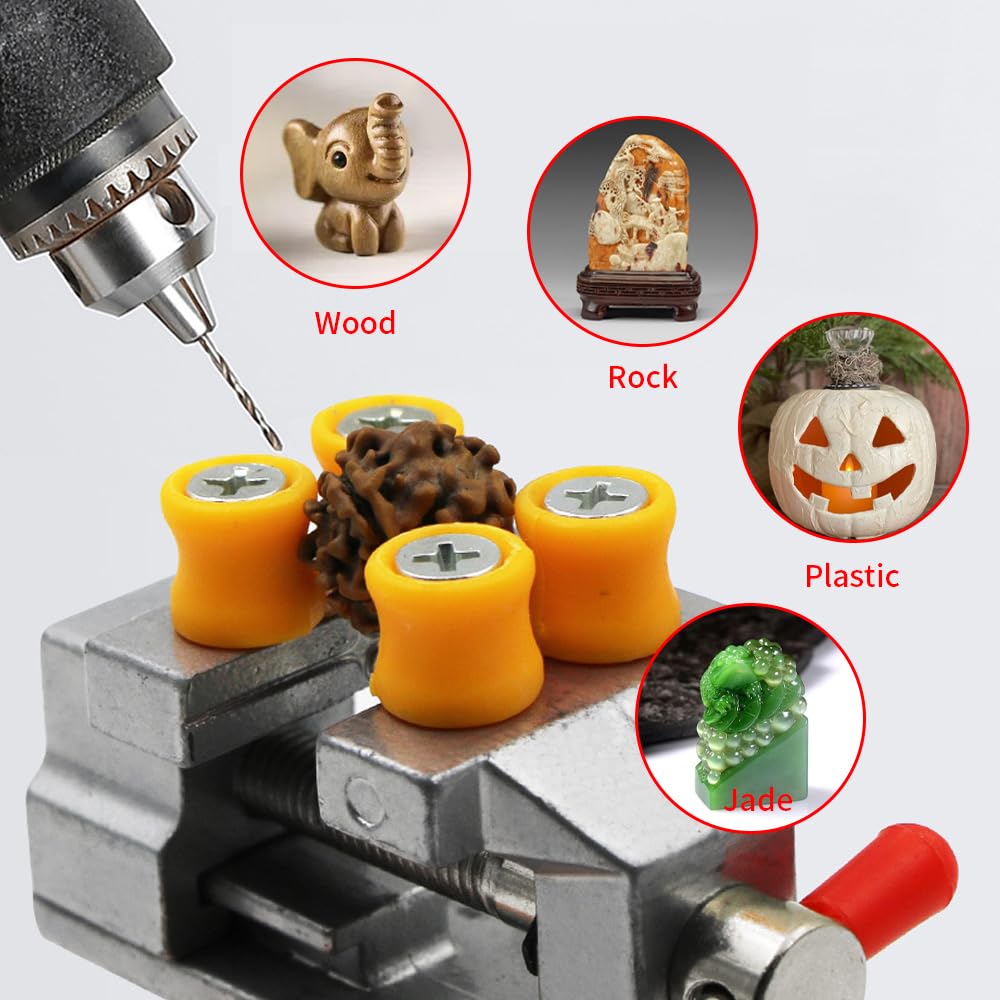 Universal Mini Table Vise Clamp,360 Degree Vise Clamp Round Bottom Suction Cup Workbench,0‑2.5cm Clamping Range Tighten Table Bench Vice for Jewelry Watch Walnut 3