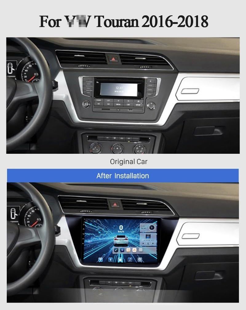 Radio Samochodowe Dual Din Android 16 dla Touran 2016-2018 | 9" Ekran Dotykowy Bluetooth FM Plug and Play Obsługa Kierownicy