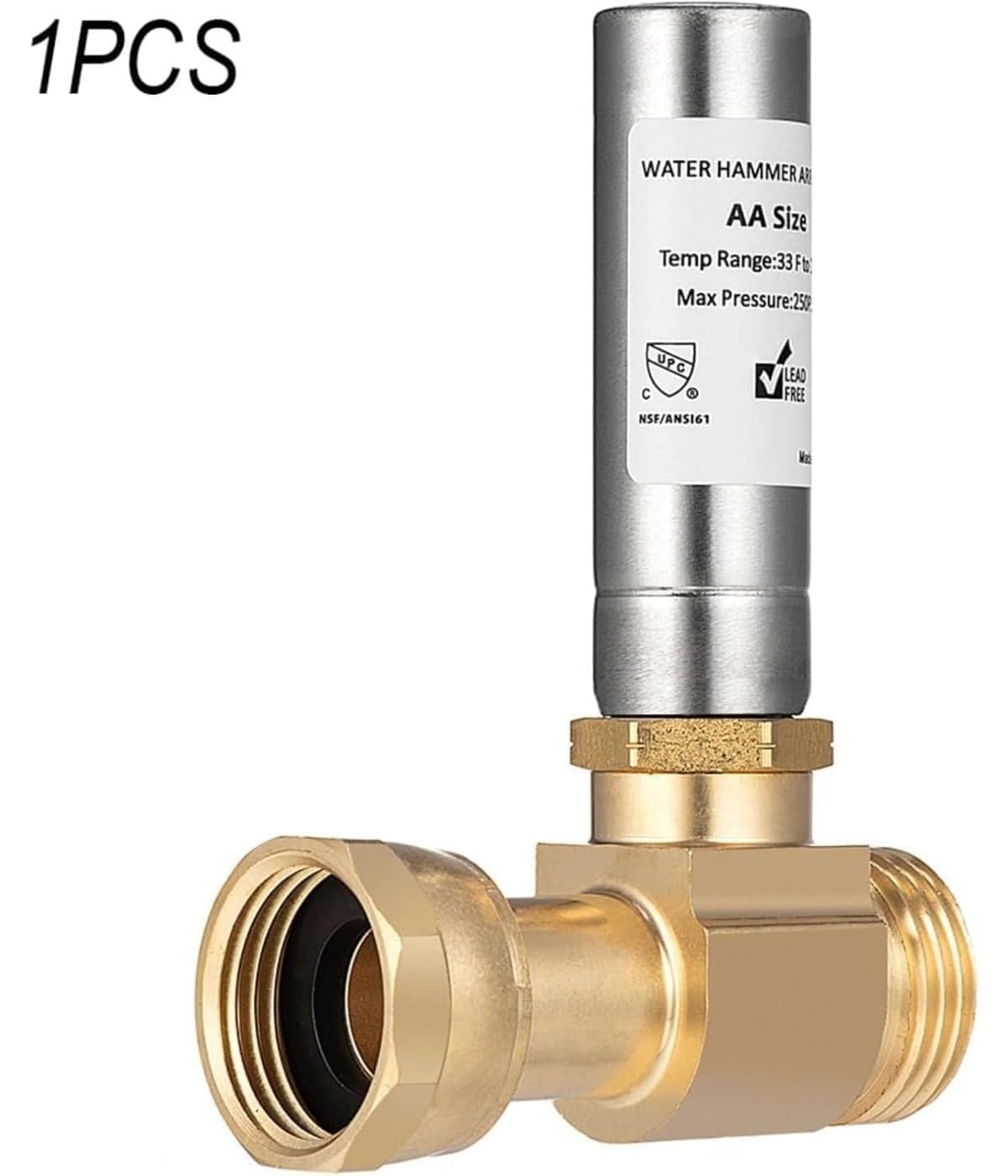 Wasserschlagdämpfer Für Waschmaschinen Aus Edelstahl 3/4 Zoll NH-Gewinde, Dämpfer Für Rohrsystem Geräuschreduzierung, bleifrei, 1 Stück