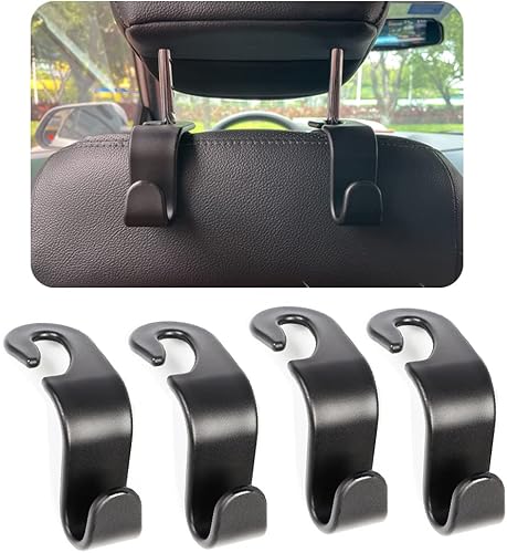 Gancho para reposacabezas de automóvil para bolsos y bolsas, paquete de 4, colgador de reposacabezas de asiento trasero de automóvil, organizador