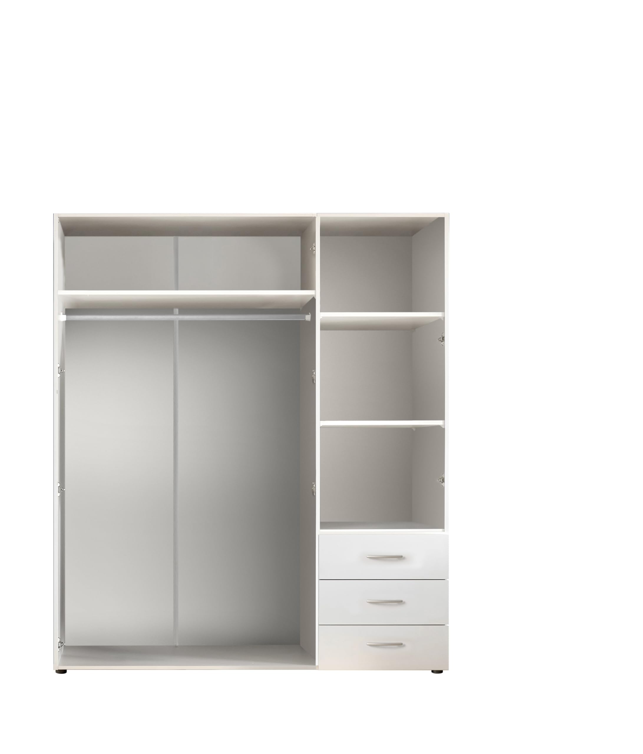 AVANTI TRENDSTORE Molise - Armadio con 3 ante a battente e 3 cassetti in legno laminato di colore bianco. Dimensioni ca. LAP 150,2x176,2x51,3cm