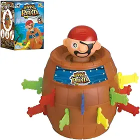 Pula Pirata Barril Educativo Infantil – Jogo Interativo para Meninos e Meninas, Brinquedo de Ação e Festa para Crianças a Partir de 3 Anos