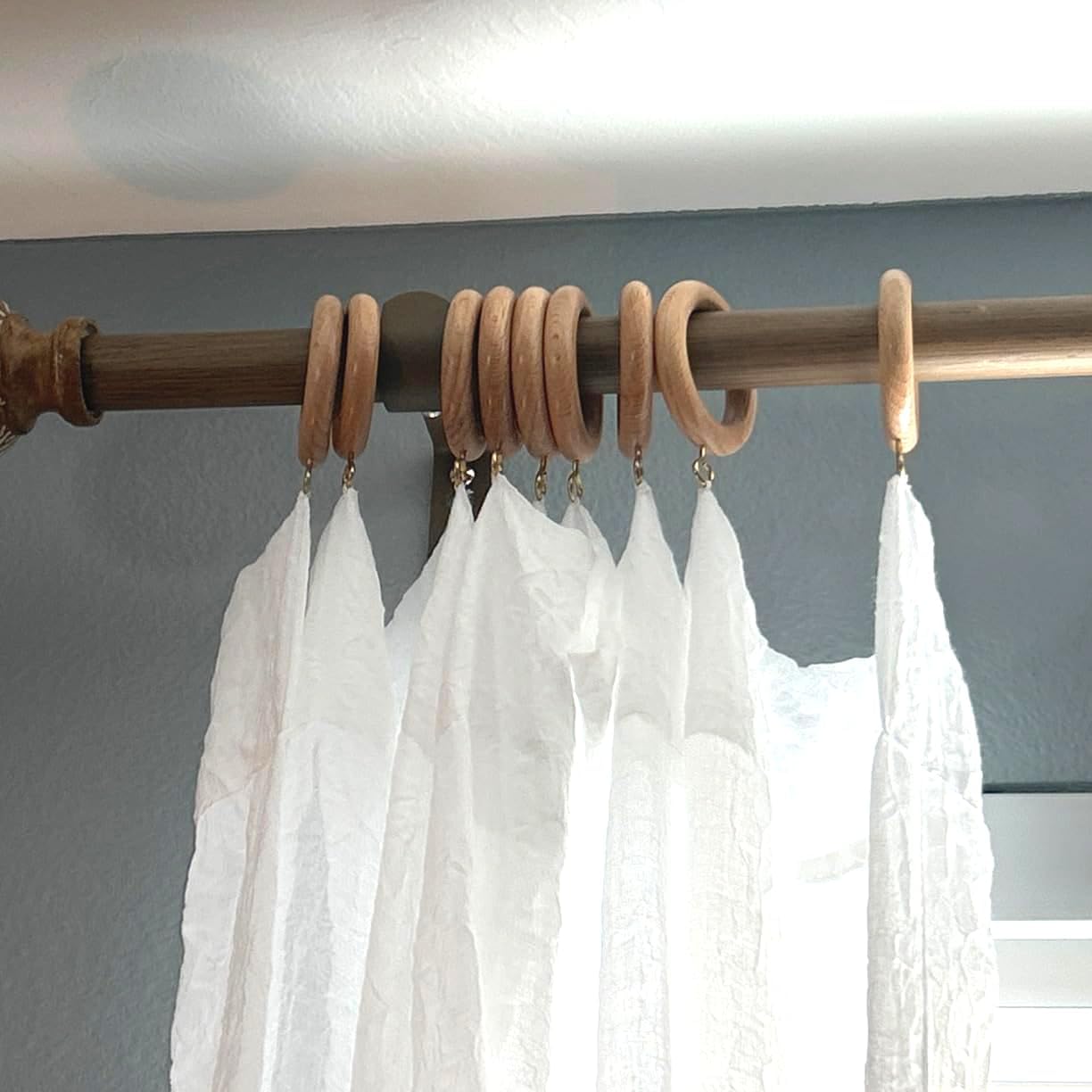 Premium Wooden Curtain Rings for Window and Door Decoration (24 Pieces) Wood Drapery Rings | Inner Dia 1.75 Inch and Outer Dia 2.5 Inch (Yellow)