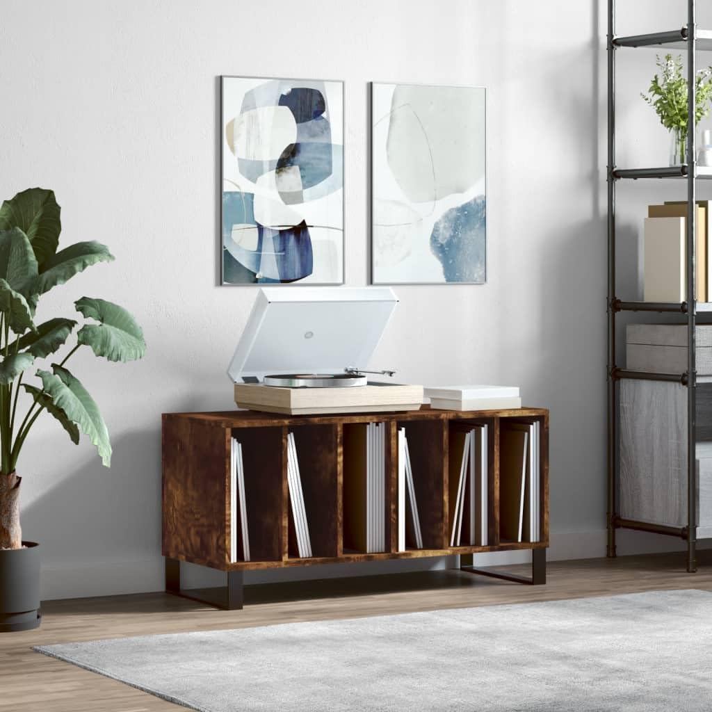 vidaXL Mobile Porta Dischi Rovere Fumo 100x38x48 cm Legno Multistrato