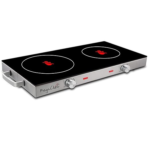 MegaChef Ceramic Infrared Double Cooktop, 25 Inch, Black