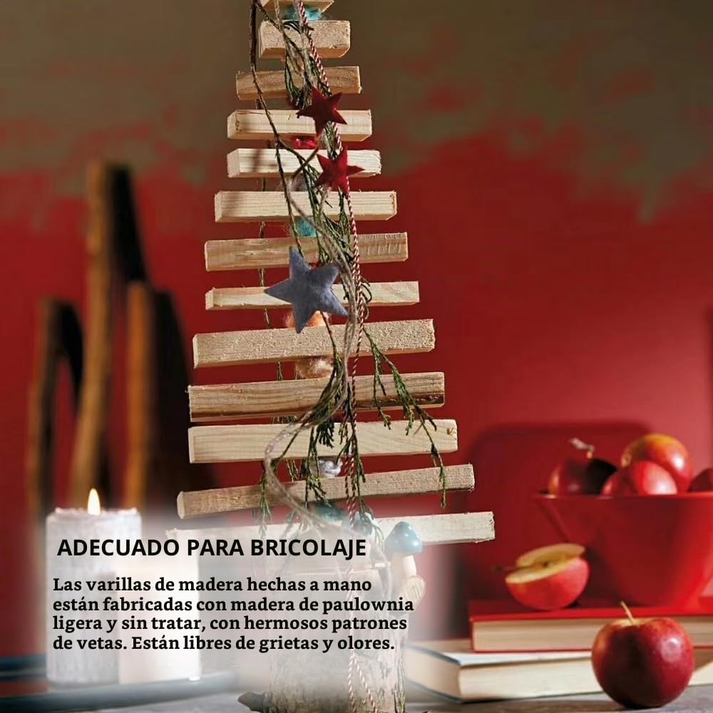 20 Piezas Listones Cuadrados de Madera, Palitos 30 x 1,5 x 1,5 cm | Bloques de Madera Rectangular para Maquetas, Marcos, Tallado y Manualidades; Fáciles de Cortar, Lijar y Pegar