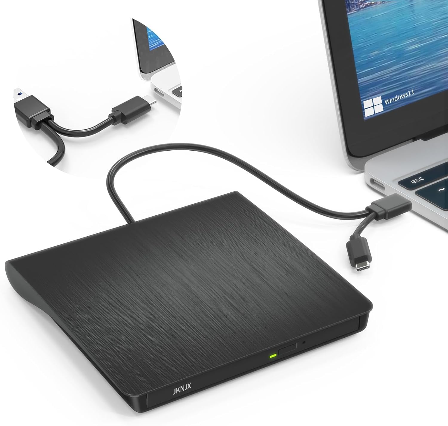 External CD DVD Drive USB 3 0 and Type-C CD DVD Disc Reader Writer Burner Player Slim and