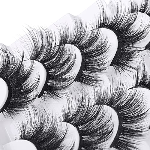 ALICE Eyelashes False Lashes 20MM Fluffy Natural Fake Eyelashes 5 Pairs Long Dramatic 5D Wispy Faux Mink Eye Lashes Multipack