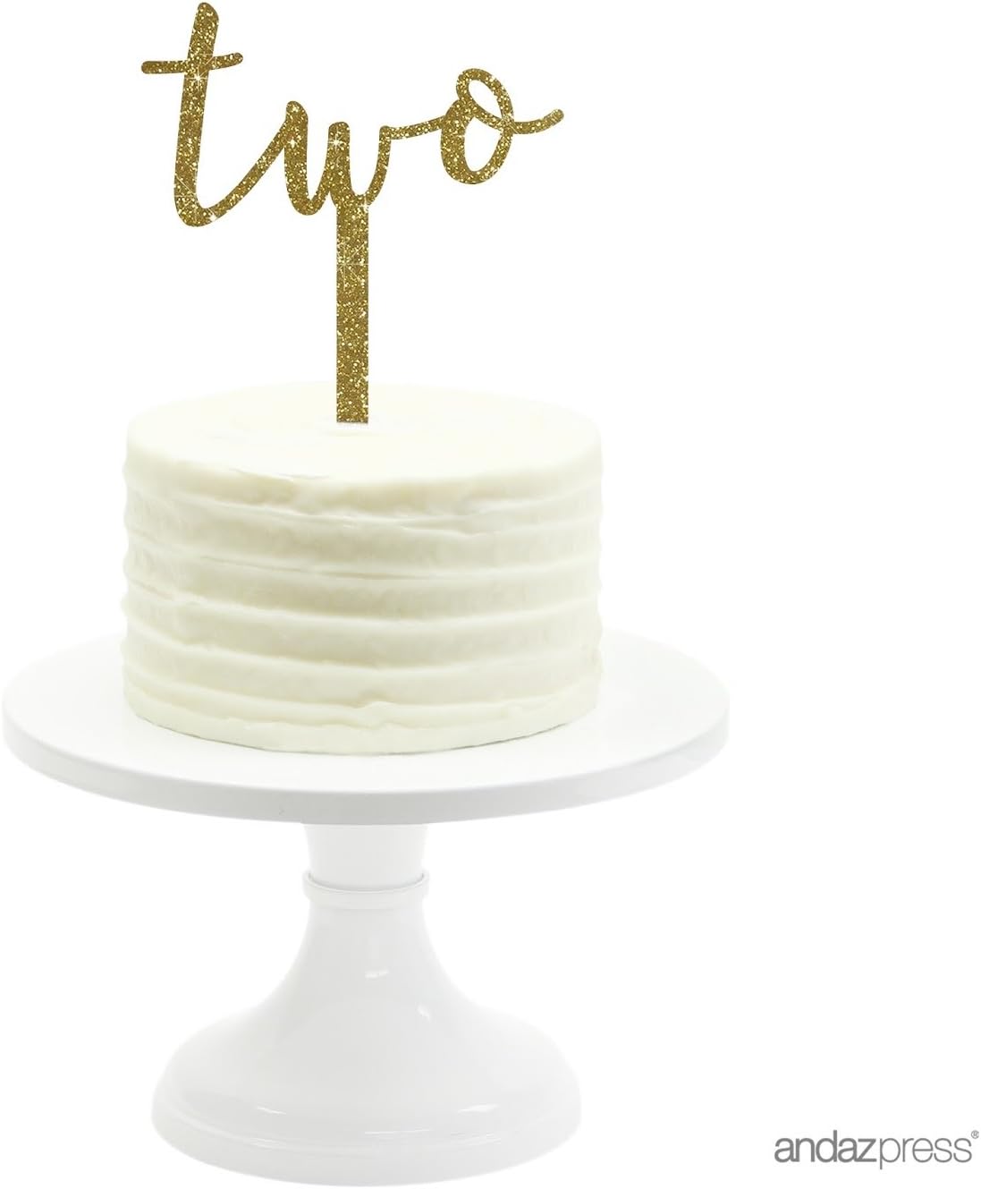Andaz Press Birthday and Anniversary Acrylic Cake Toppers, Gold Glitter, Two, 1-Pack