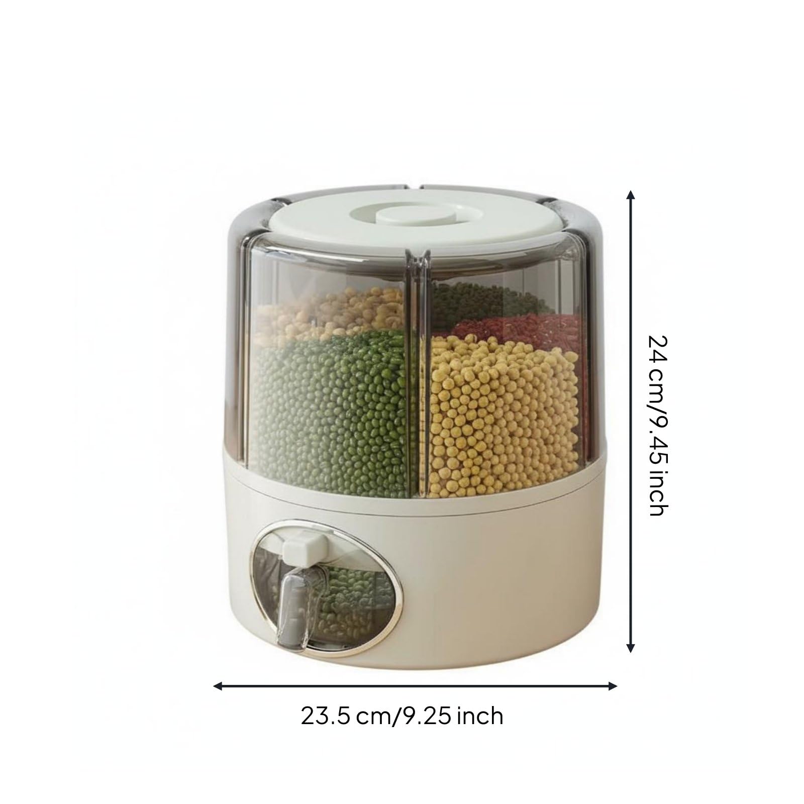 perfk Dispenser di Cereali Contenitore Dosatore tore Organizer Rotante Salvaspazio in PP Trasparente Visibilità Chiara Del Livello E Ricarica Facile, Gray, M