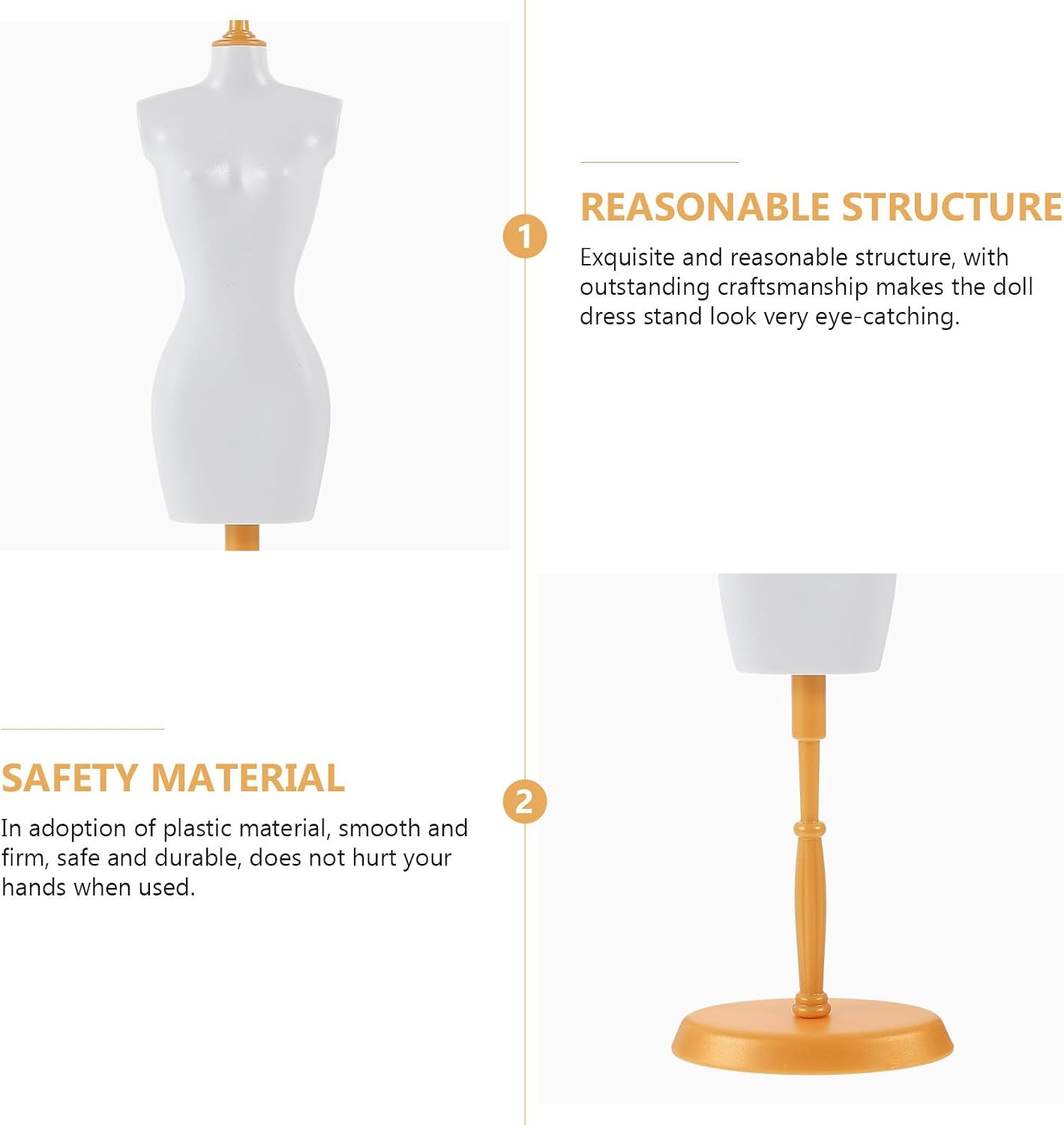 SEWACC Mini Doll Clothes Mannequin Stand, Plastic Material 5pcs for Wear-Resistant and Smooth Firm Finish, Lightweight and Delicate Design Doll Garment Display for Mini House Decor image 3