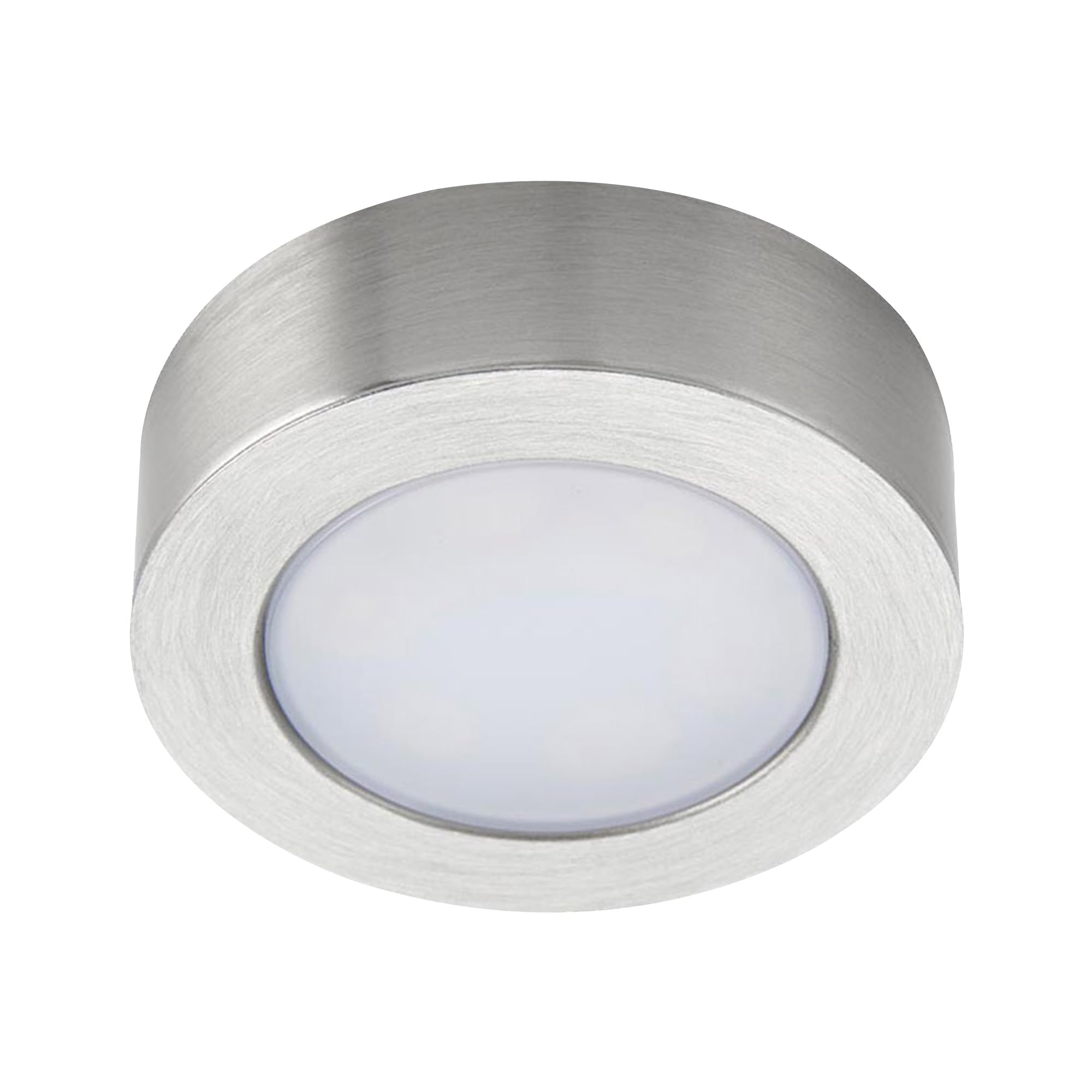 Bright Source LED Circular Cabinet Cupboard Unit Shelf Light, Satin Nickel, 2.5W, 220lm, 3CCT Switchable 3000K 4000K 6000K