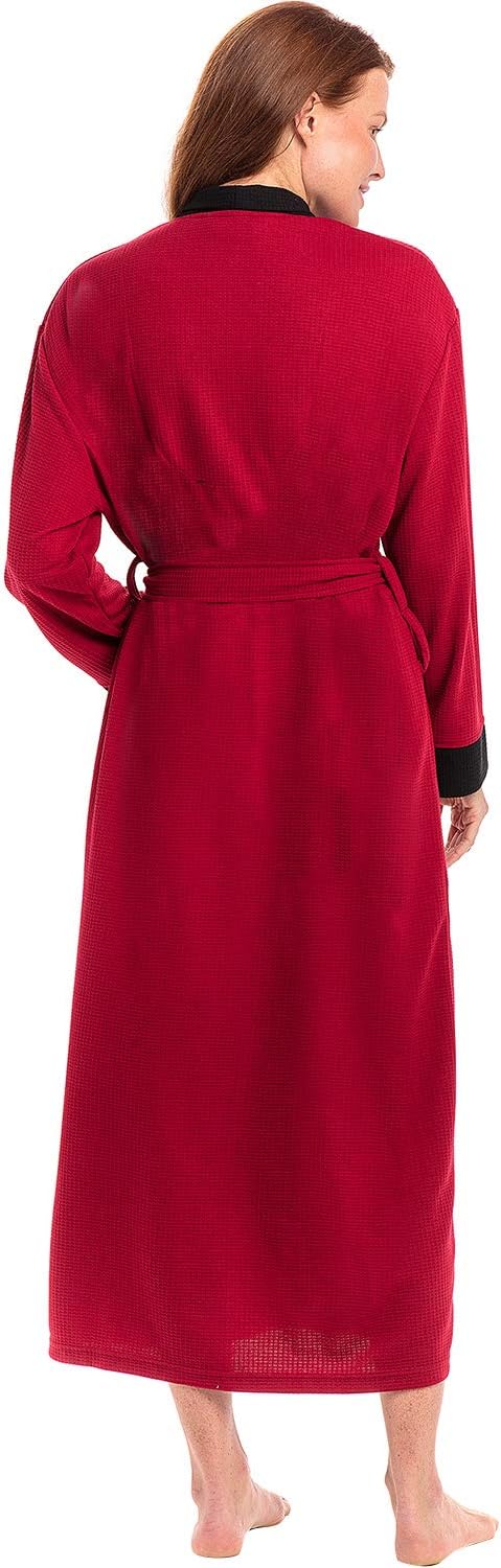 Alexander Del Rossa Women's Waffle Knit Robe, 3/4 Length Bathrobe
