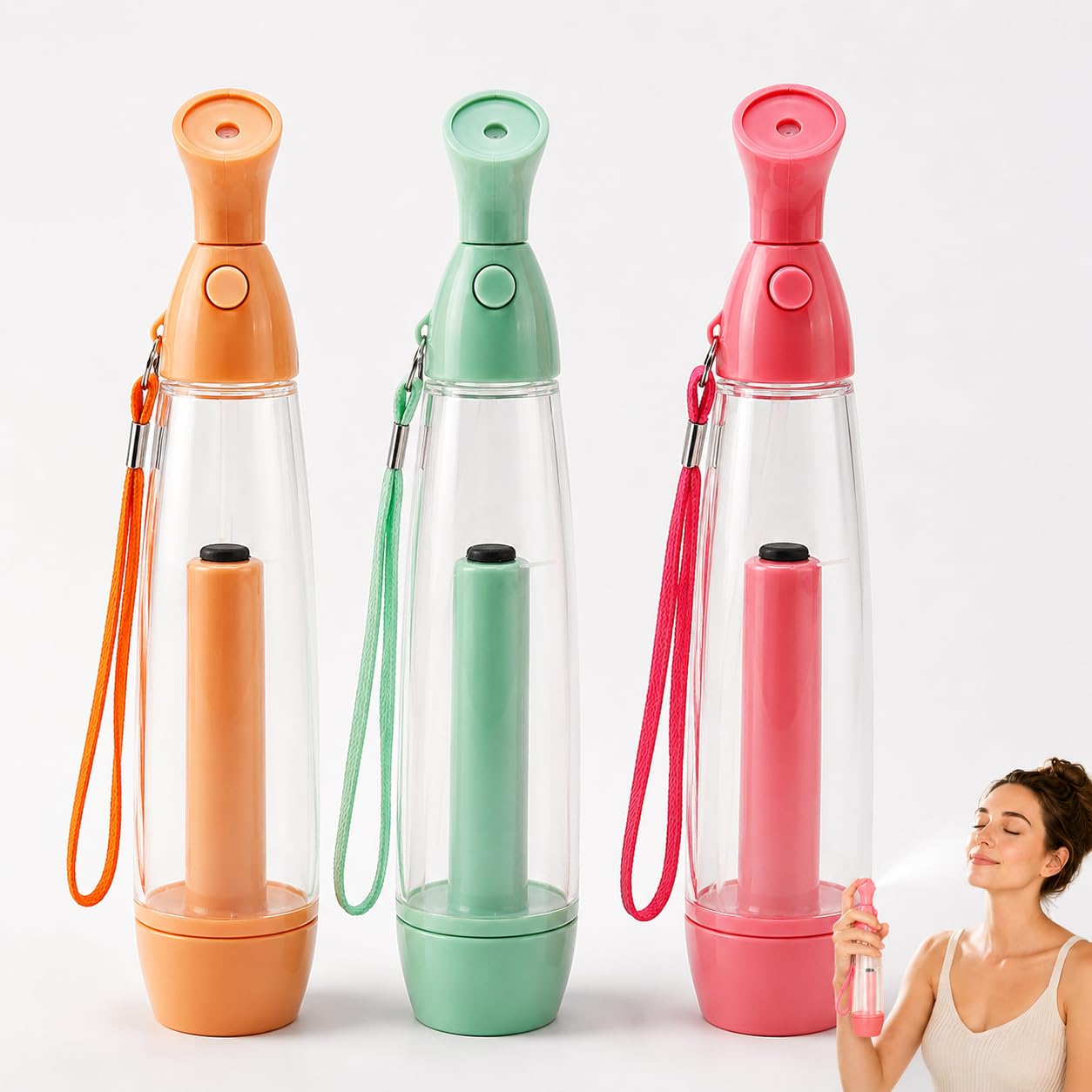 Set mit 3 manuellen Wasserzerstäubern – nachfüllbares Wasserspray – tragbar, Kunststoff, Wasserspray, ideal für Gesichtspflege und Bodys, Pumpdruck-Wasser-Zerstäuber Zur Abkühlung, 90ml (A-3PCS)