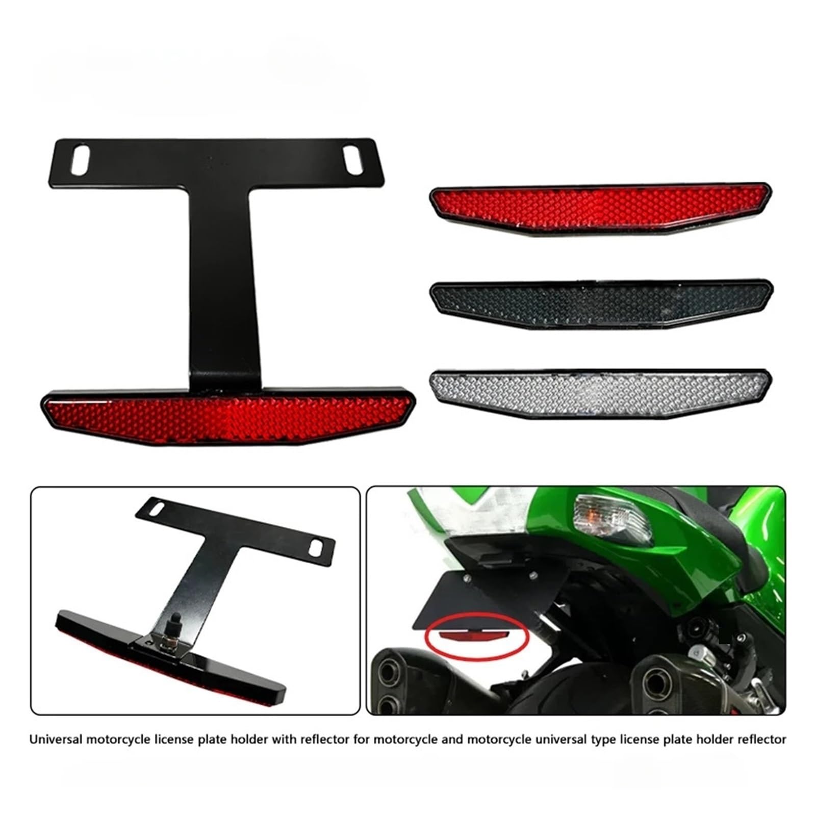 Support Universel De Plaque D'immatriculation Moto, Pièces, Réflecteur Arrière Support Plaque immatriculatio