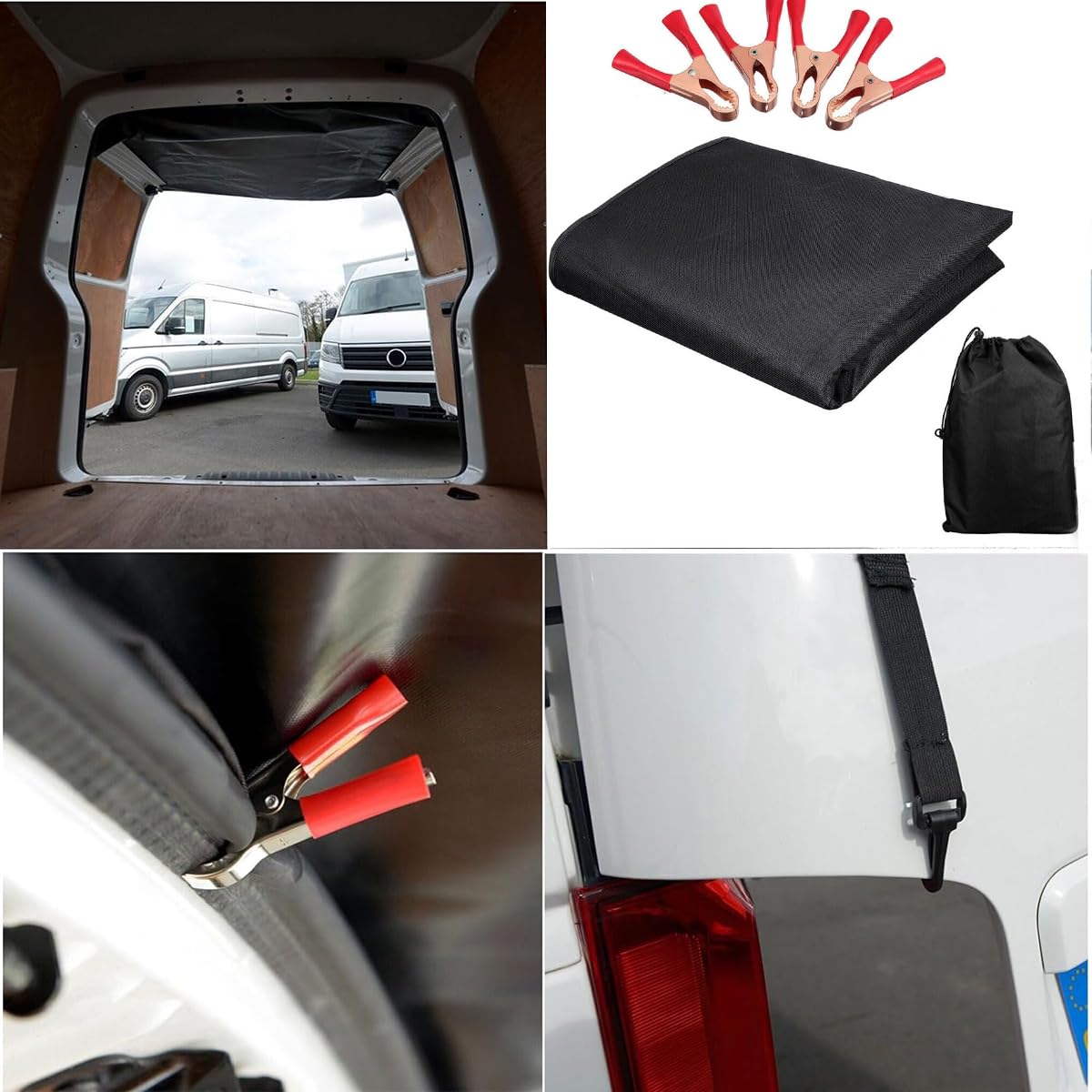 Auvent de Porte arrière Couverture de Grange en Tissu Oxford Robuste - Grande Taille - Protection Noir imperméable pour Opel Vivaro 2001-2019