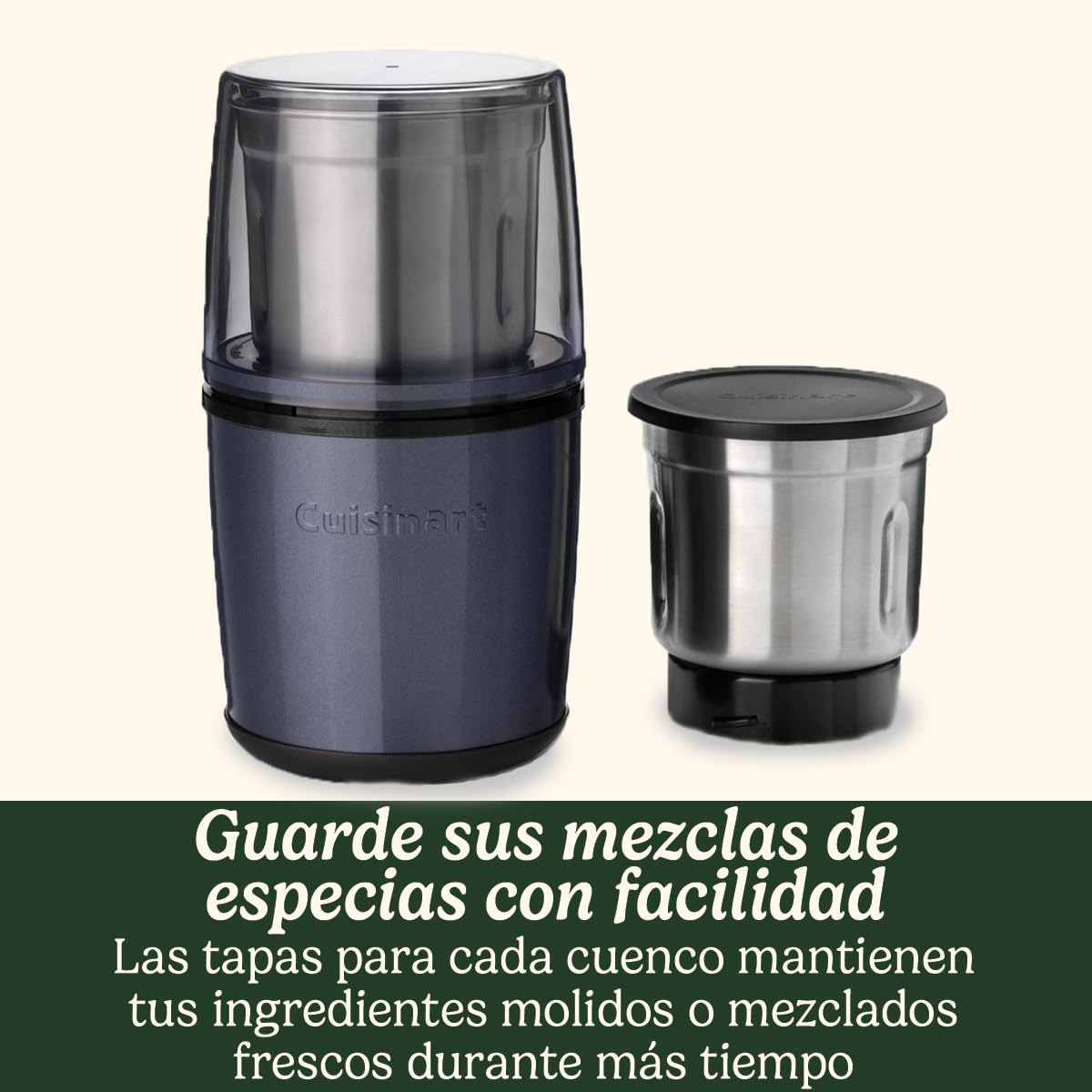 Cuisinart Molinillo Eléctrico de Especias | Molinillo de Café, Frutos Secos, Semillas para la cocina, Húmedo y Seco | Dos cuencos de acero inoxidable con tapa | Apto para lavavajillas | Azul