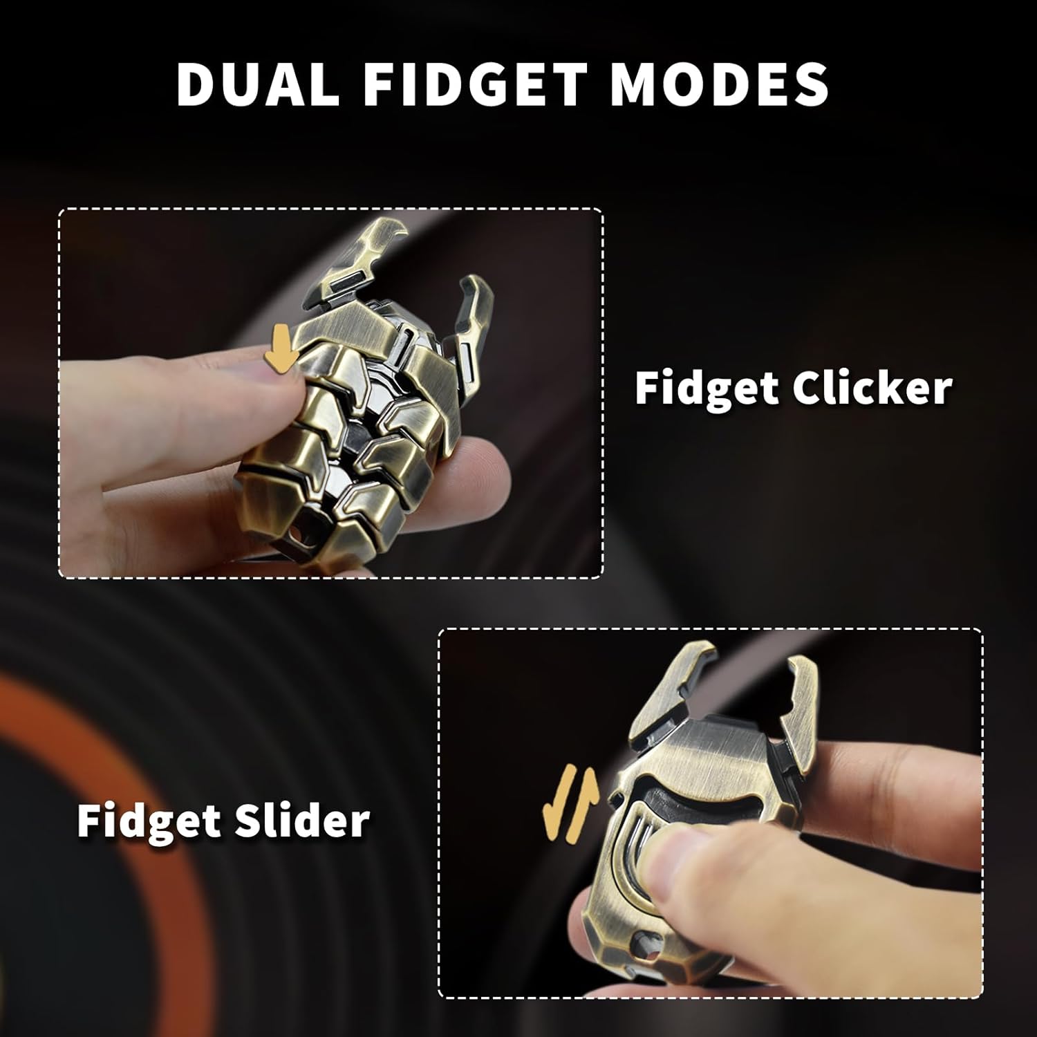 Beetle Fidget Toy, Multifunction Fidget Clicker Beer Bottle Opener, Alloy EDC Fidget Toys for Adults with Clicking Sound & Haptic Feedback, Cool Gadgets for Men & Women (Bronze)