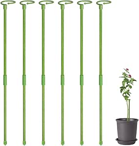 Amaryllis Stakes, verstelbare 6/12 stuks enkele plant stam bloem ondersteuning, groene tuin plant steun stakes, plantensteunsticks met clips voor binnen en buiten planten Halatua