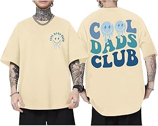 Dad Shirt Cool Dads Club Tshirt for Men Oversized Daddy T-Shirts Funny Letter Graphic Printed Tees Father's Day Tops