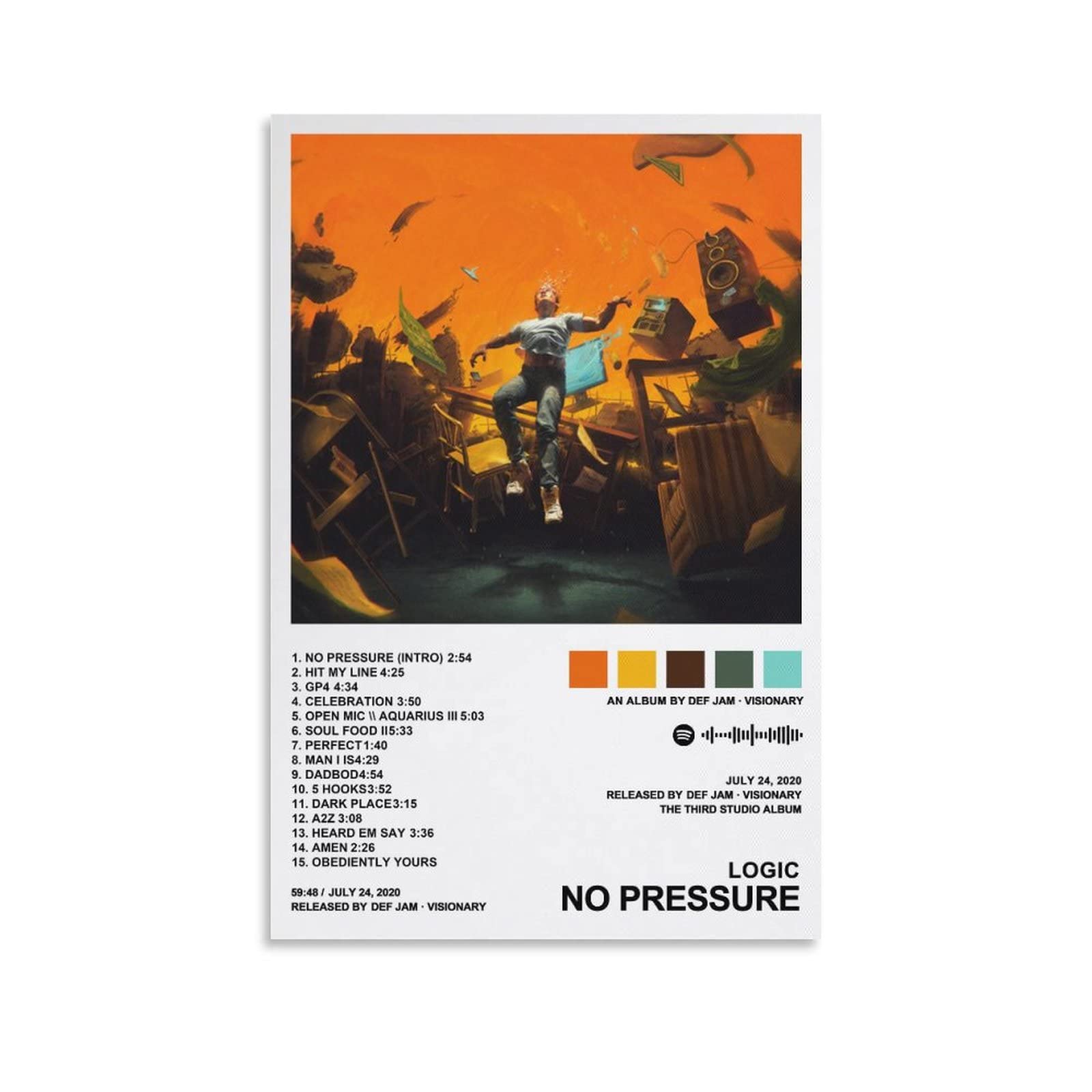 MAHWU Logic – No Pressure Canvas Posters Wall Art Bedroom Office Room Decor Gift Unframe-style12x18inch(30x45cm)