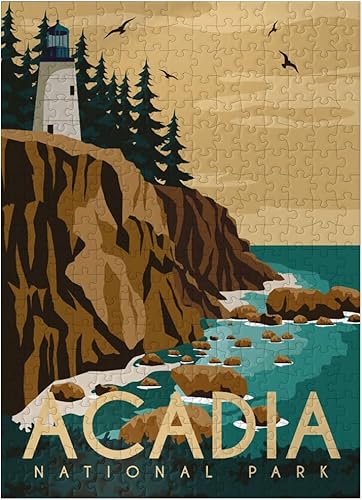 Miniatura 7 de MyPuzzle Acadia National Park Maine USA Art Deco - Póster vintage con ilustración - Rompecabezas de 1000 piezas prémium para adultos