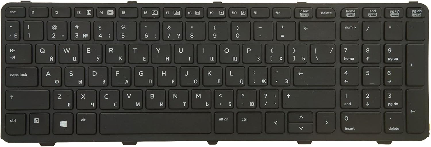 Russian Keyboard for HP Probook 450 G0 G1 G2, 455 G1 G2, 470 G0 G1 Black with Frame