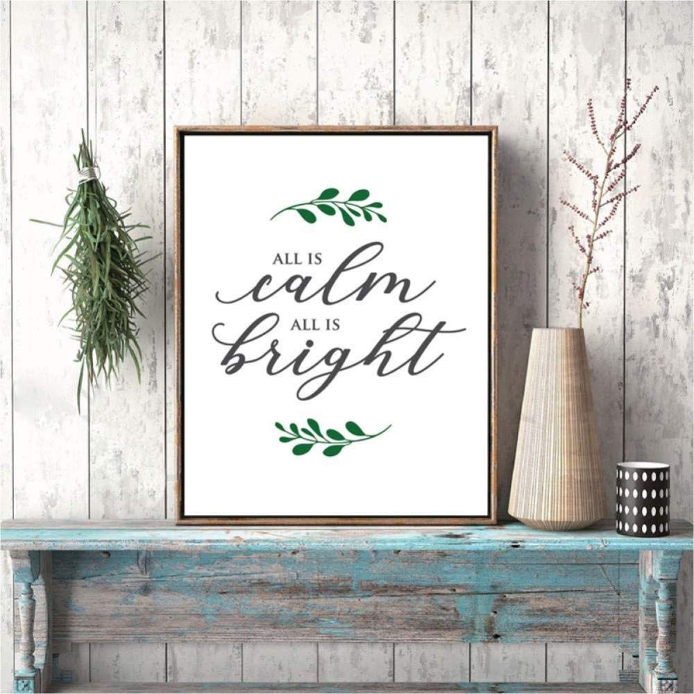 Canvas Painting Decorative Paintings All is Calm All is Bright Canvas Art Poster Prints Christmas Home Decor Rustic Art Painting Picture Wall Decorations (Size : 50x70cm(20x28inch))