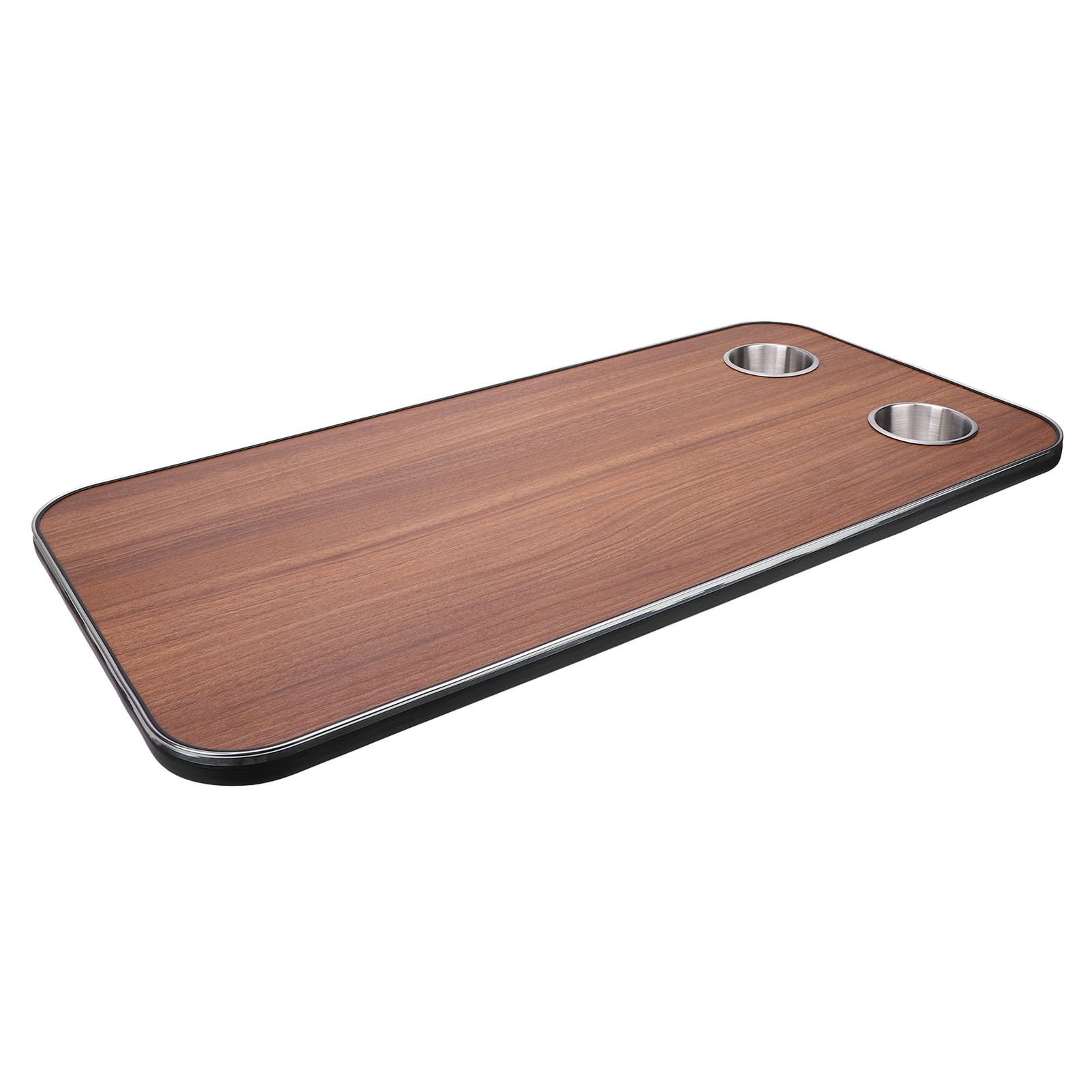 Tbest Tapa de Mesa RV Barco de Yates Madera de Mesa Maciza con Portavasos de Acero Inoxidable Espacio de Trabajo Duradero para Autocaravana 800x400mm (BROWN)