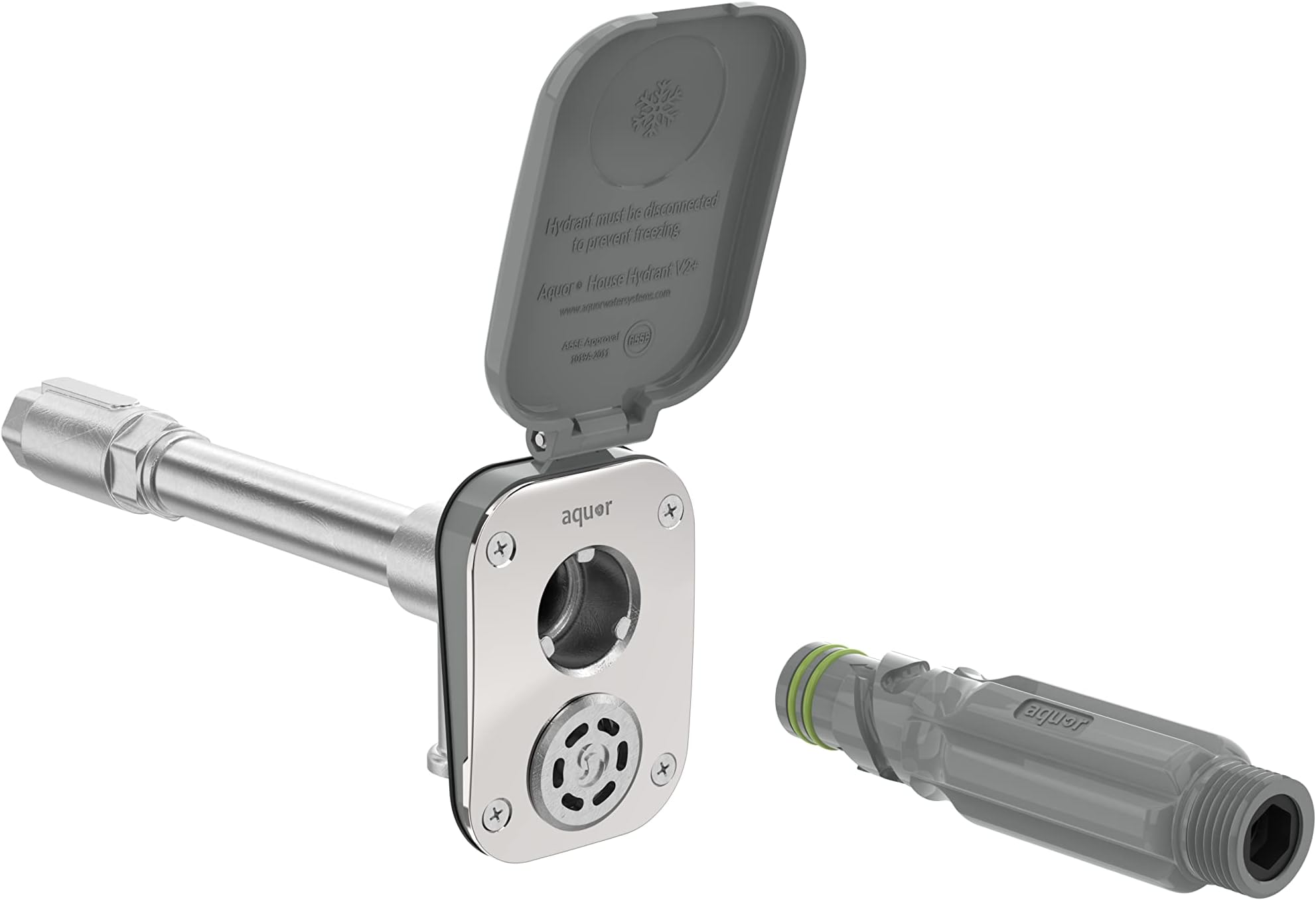 House Hydrant V2+ Frost-Free Outdoor Garden Faucet with Quick Connect and Anti-Siphon, 8 inch, Slate Gray Polymer