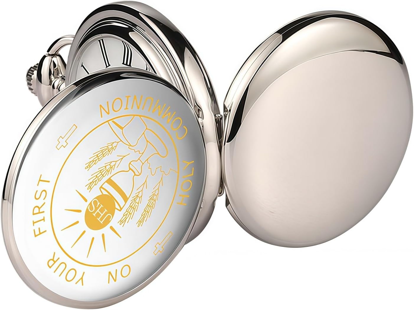 Mechanical Pocket Watch with Chain - Retro Smooth Classic Handwind - Roman Numerals for Men & Women