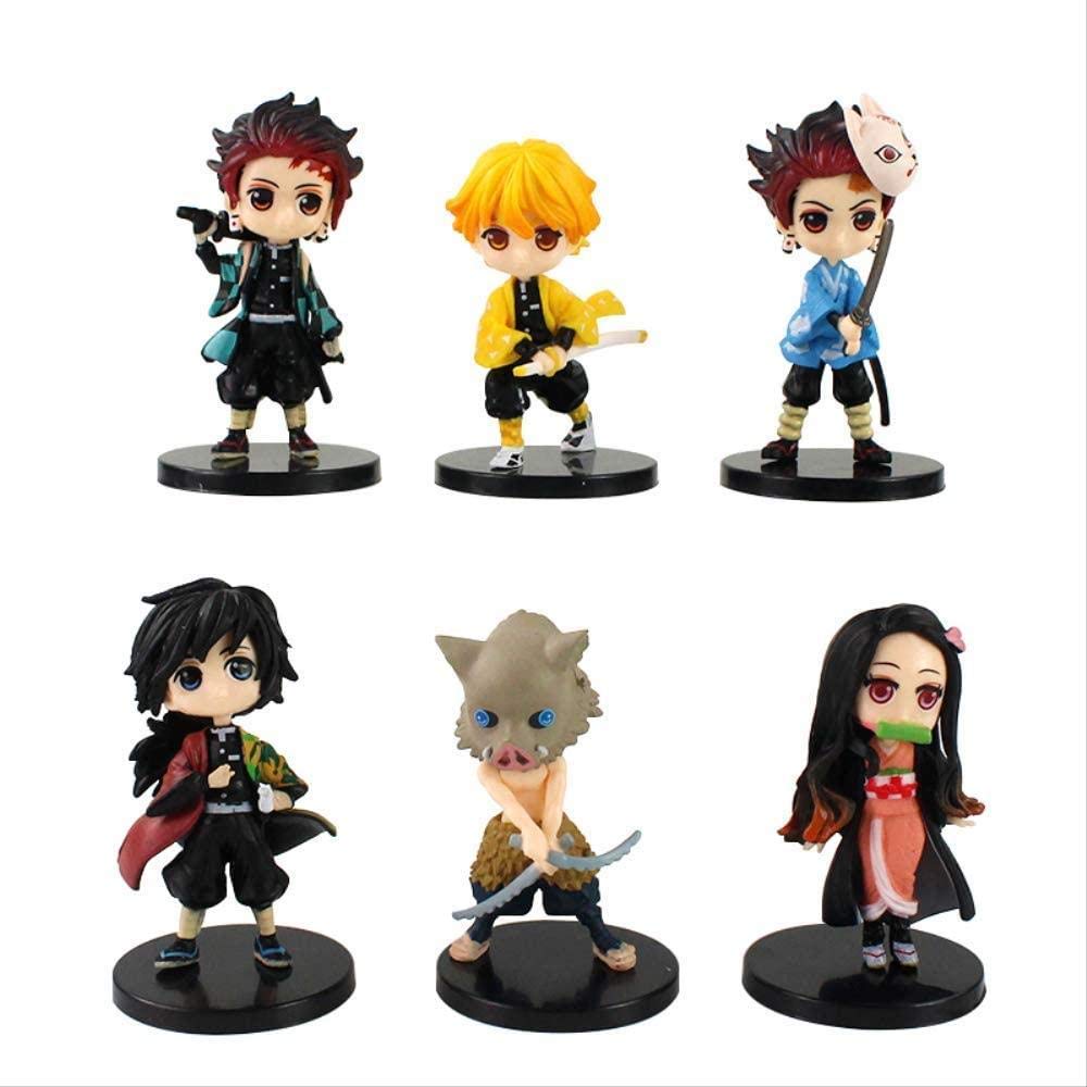 Buy HYCZW 6 Pieces/Set 7 Cm Demon Slayer Action Figures Tanjirou Kamado