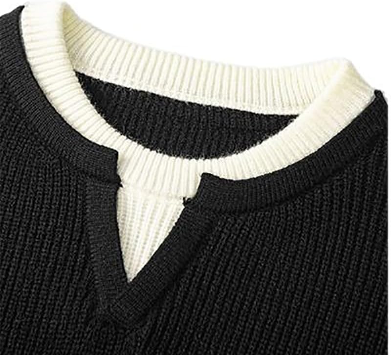 Men's Two-in-One Knit Sweater Y2K Fashion Thermal Winter Pullover Soft Anti-Pilling Casual Wear - Image 3