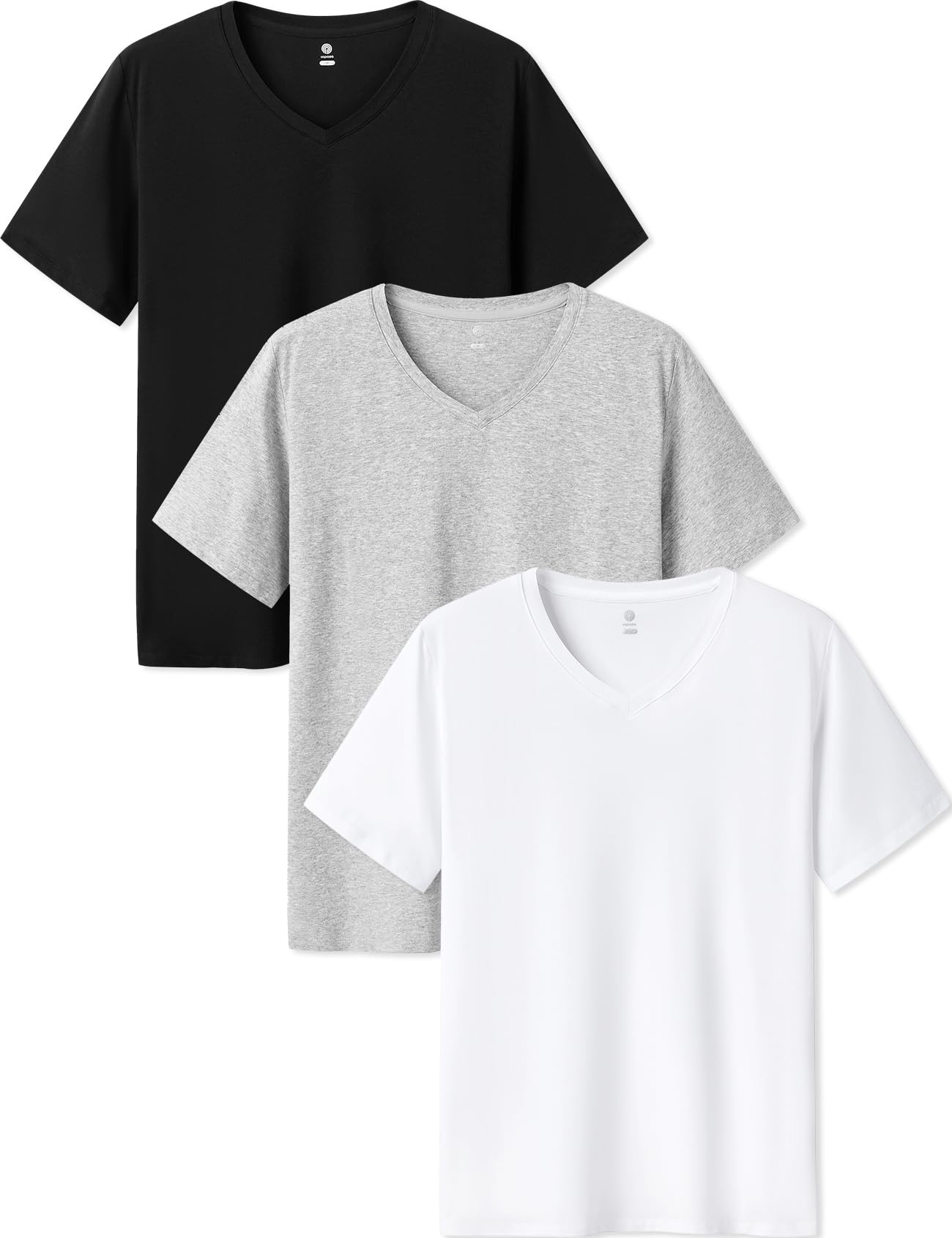 LAPASA Pack de 3 Camisetas Hombre de Algodón ELS Manga Corta Camiseta Interior Cuello Redondo & Cuello en V M05/M06