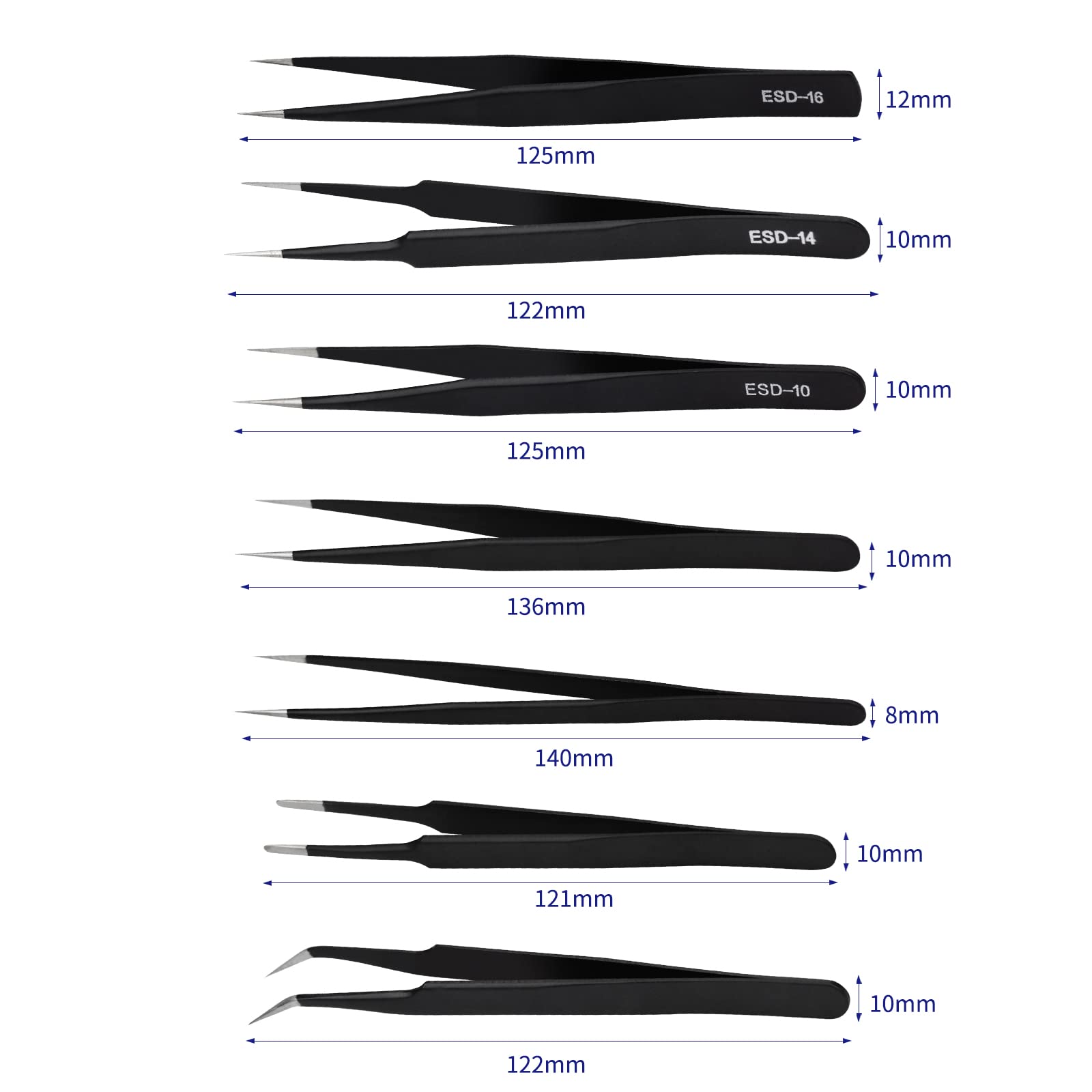 Edwards Guitar Per Elettronica Pinzette Di Precisione ESD 11/ESD 15 BE-TOOL Con Punta Spatole Di Precisione - Foto 6