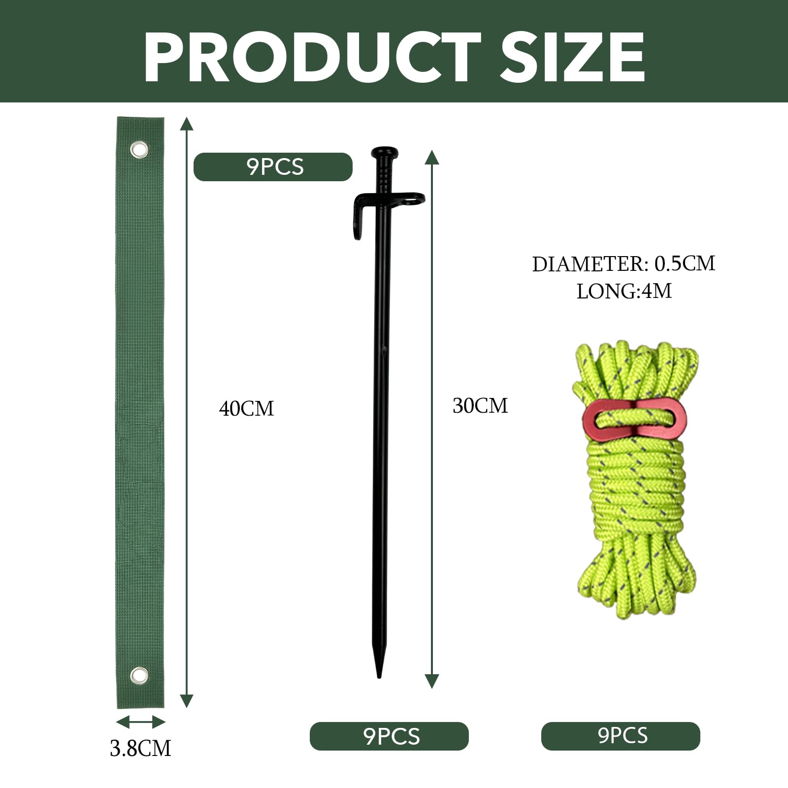 Lot De 6 Piquets D'Arbre En Acier Anti-vent Fort - Kit De Redressement D'Ancrage Incliné Avec 6 Haubans Réfléchissants De 4 M Et 6 Sangles Pour Jeunes Arbres, Tente