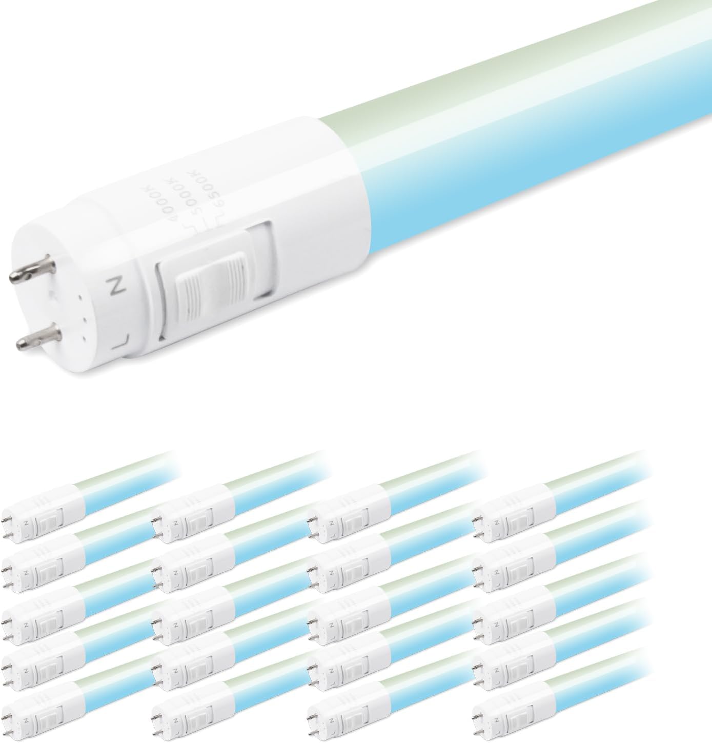 ( incomplete )hykolity 20 Pack 3CCT 4FT LED T8 Hybrid Type A+B Light Tube, 18W, 4000K/5000K/6500K Selectable, Plug & Play or Ballast Bypass, Single or Double End Powered, 2300lm, T8 T10 T12, 120-277V, UL, FCC 4 Ft | 3cct